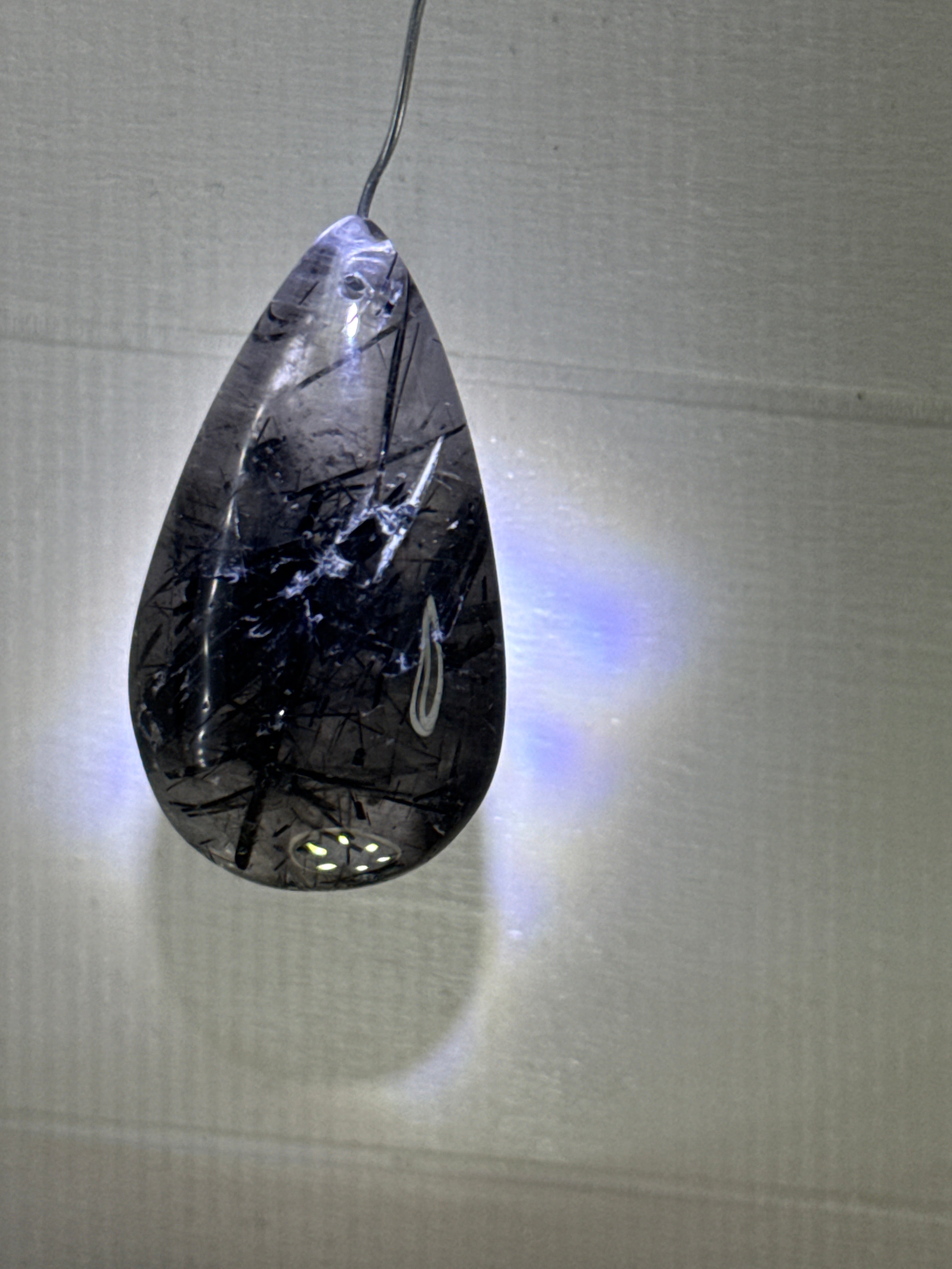 Black Tourmaline in Quartz Pendant
