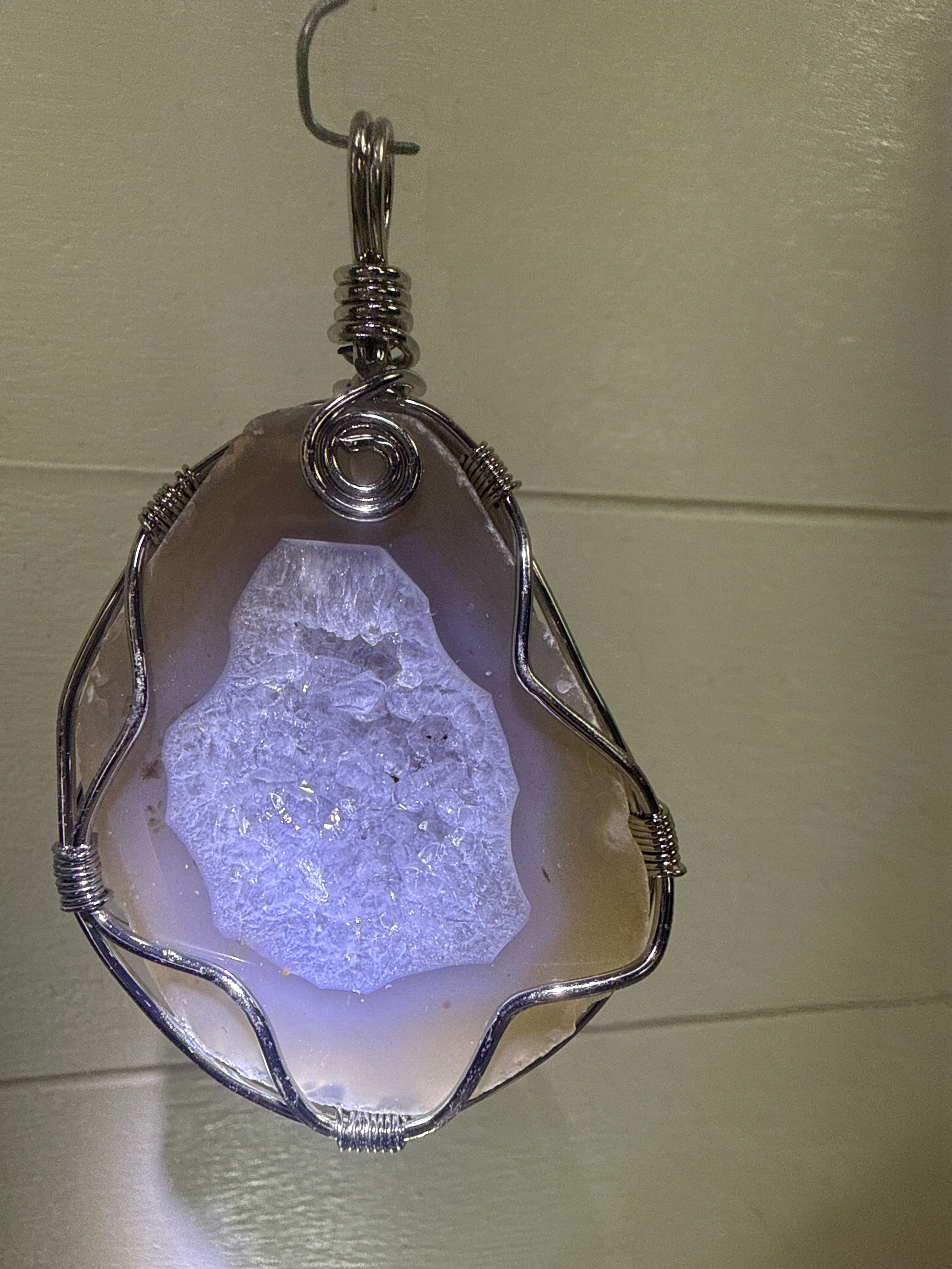 Quartz Geode Wire Wrapped Pendant