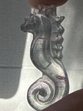 Carved Fluorite Seahorse Pendant