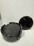 Black Jade Coaster Set of 5 with Holder