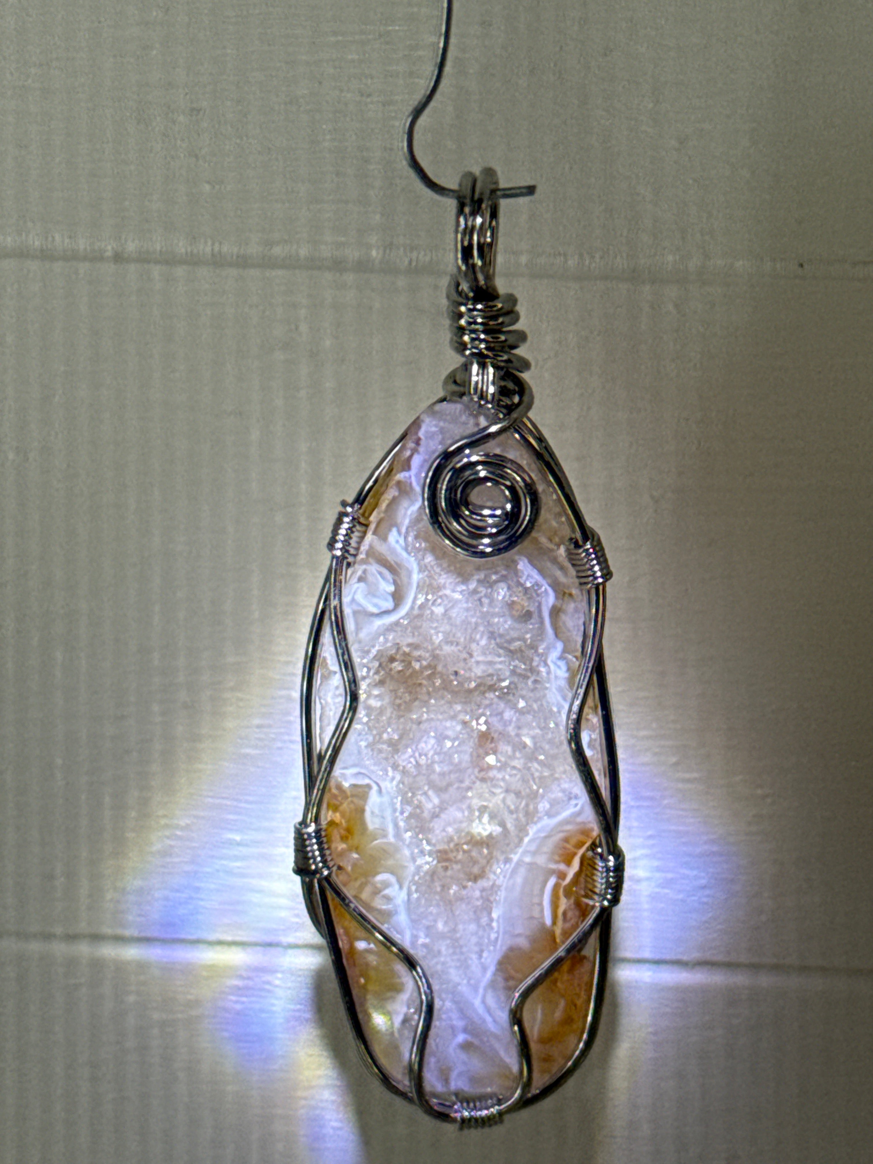 Quartz Geode Wire Wrapped Pendant