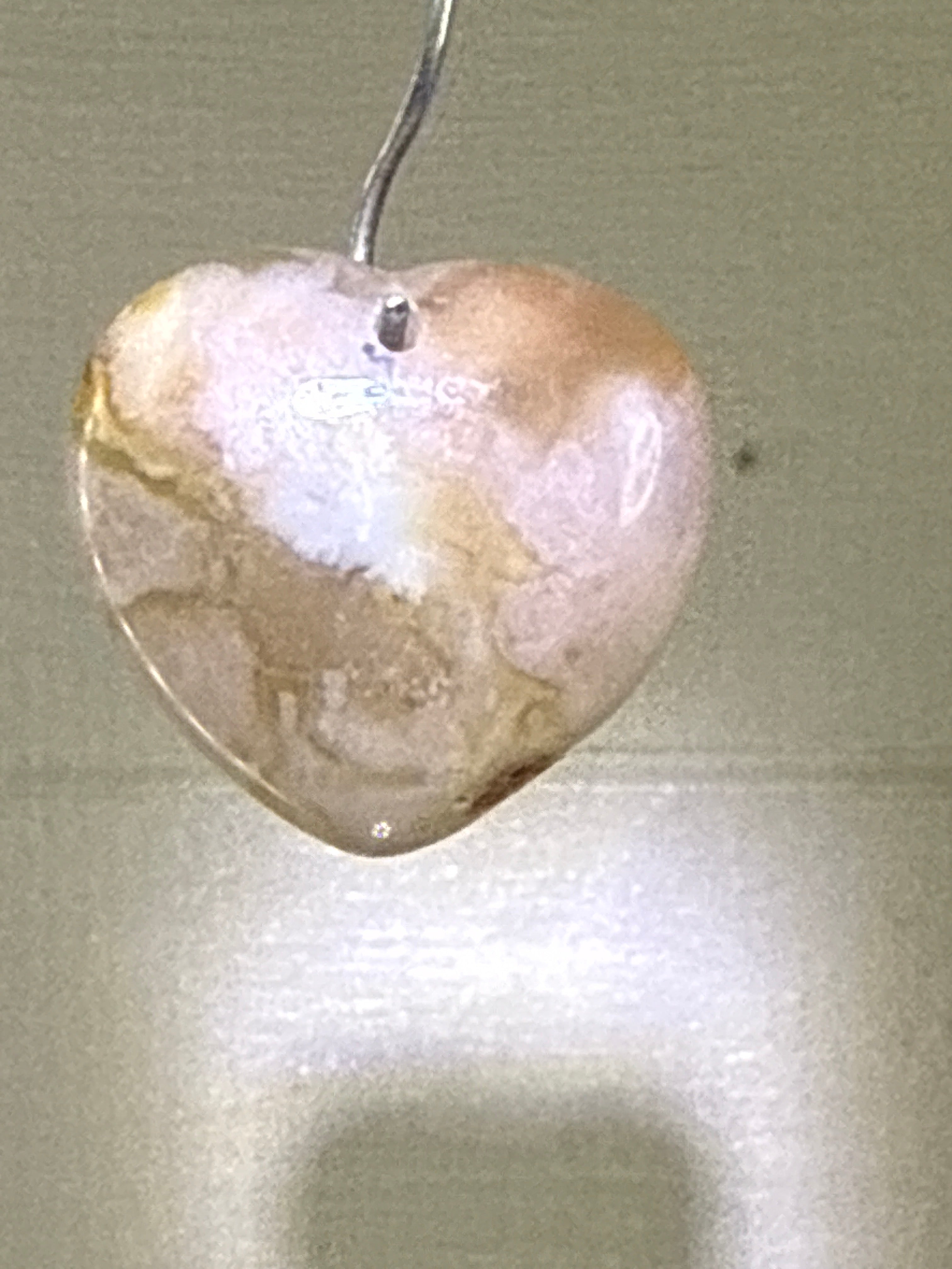 Flower Agate Heart Pendant