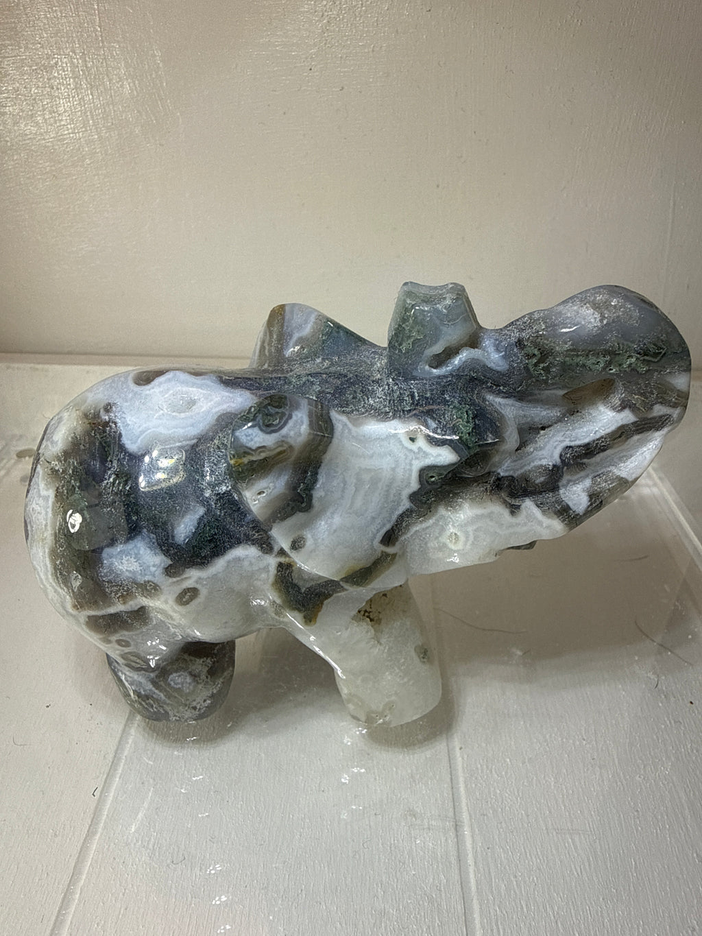 Druzy Moss Agate Elephant