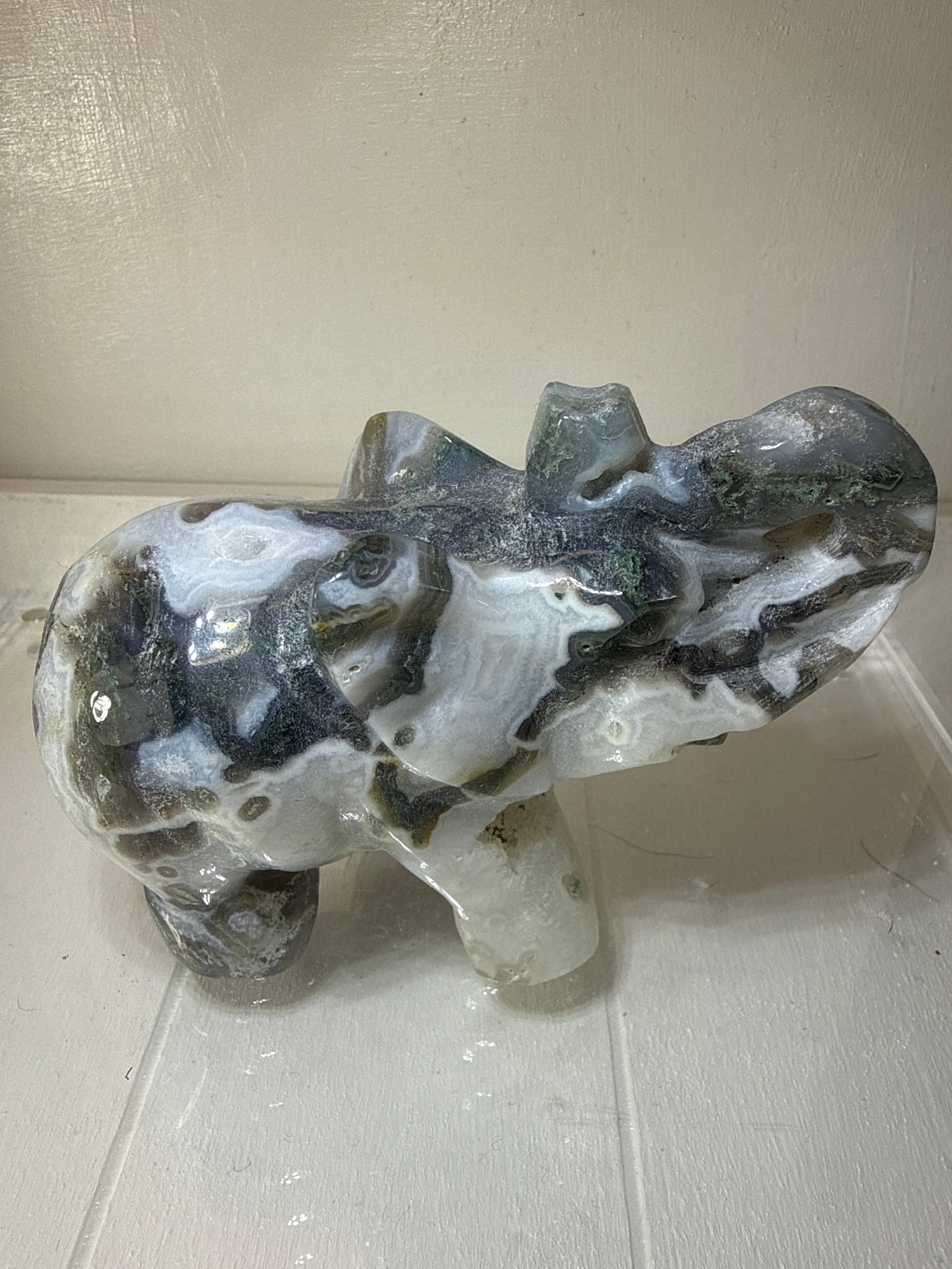 Druzy Moss Agate Elephant