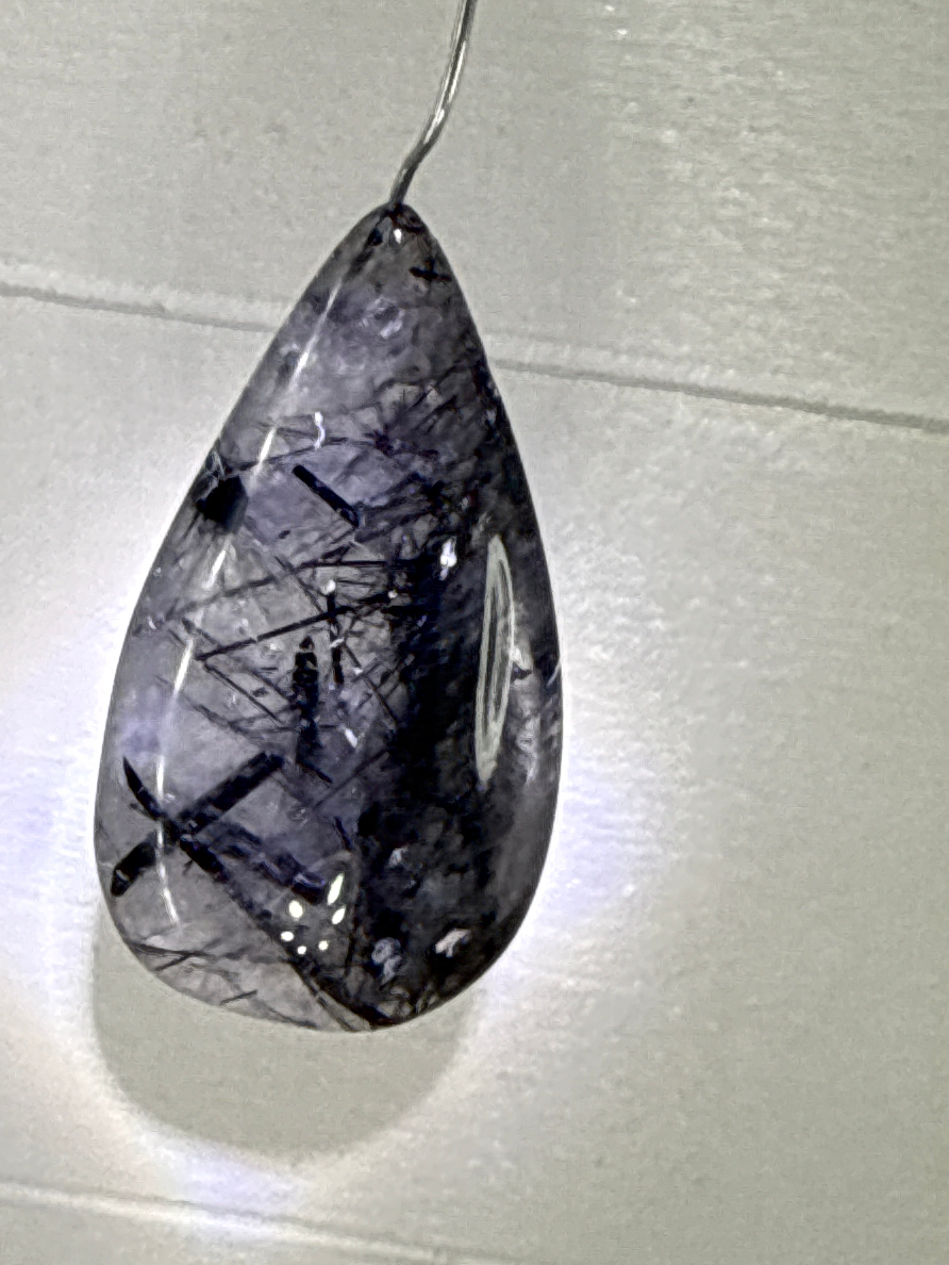 Black Tourmaline in Quartz Pendant