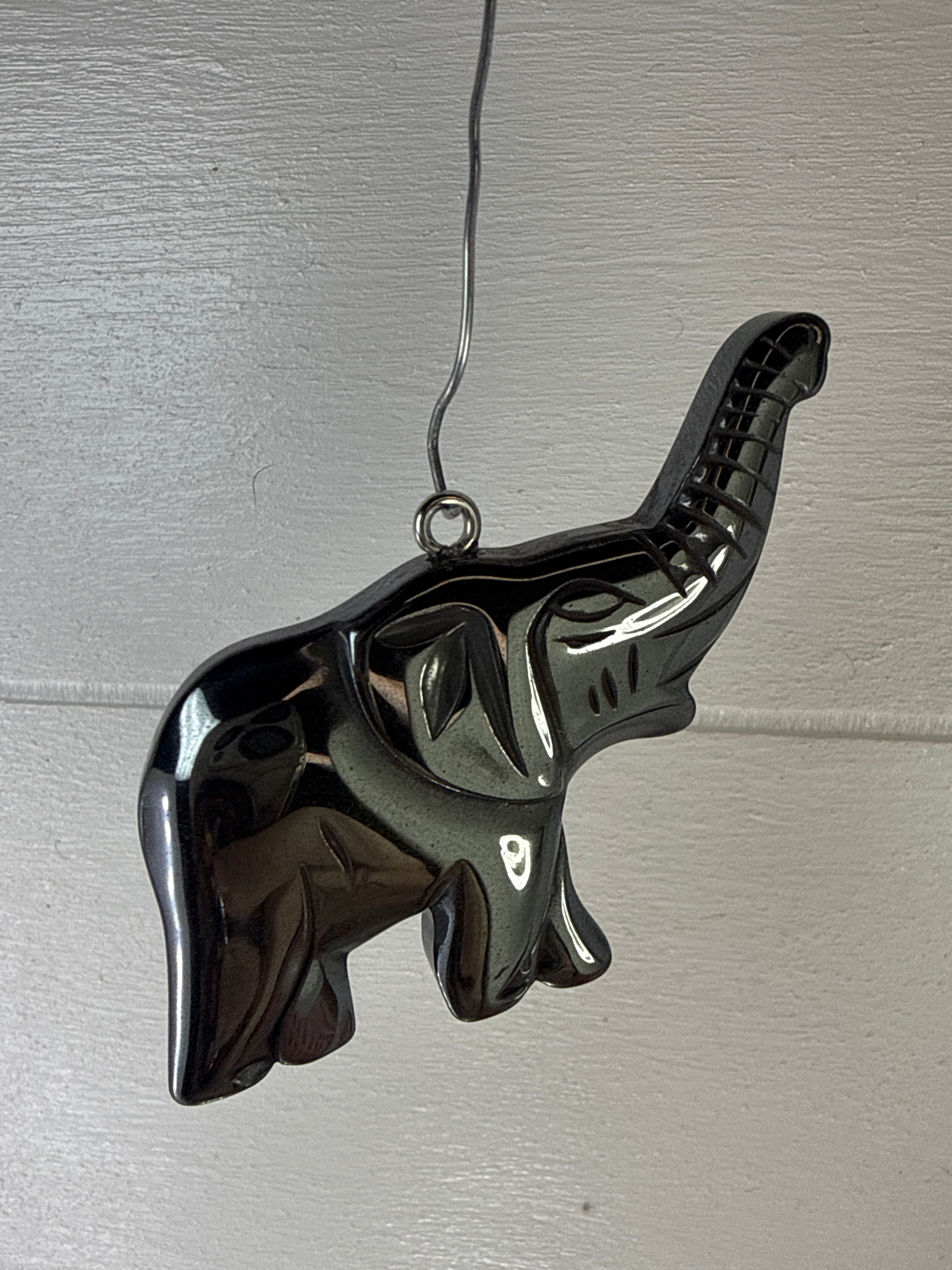 Hematite Elephant Pendant