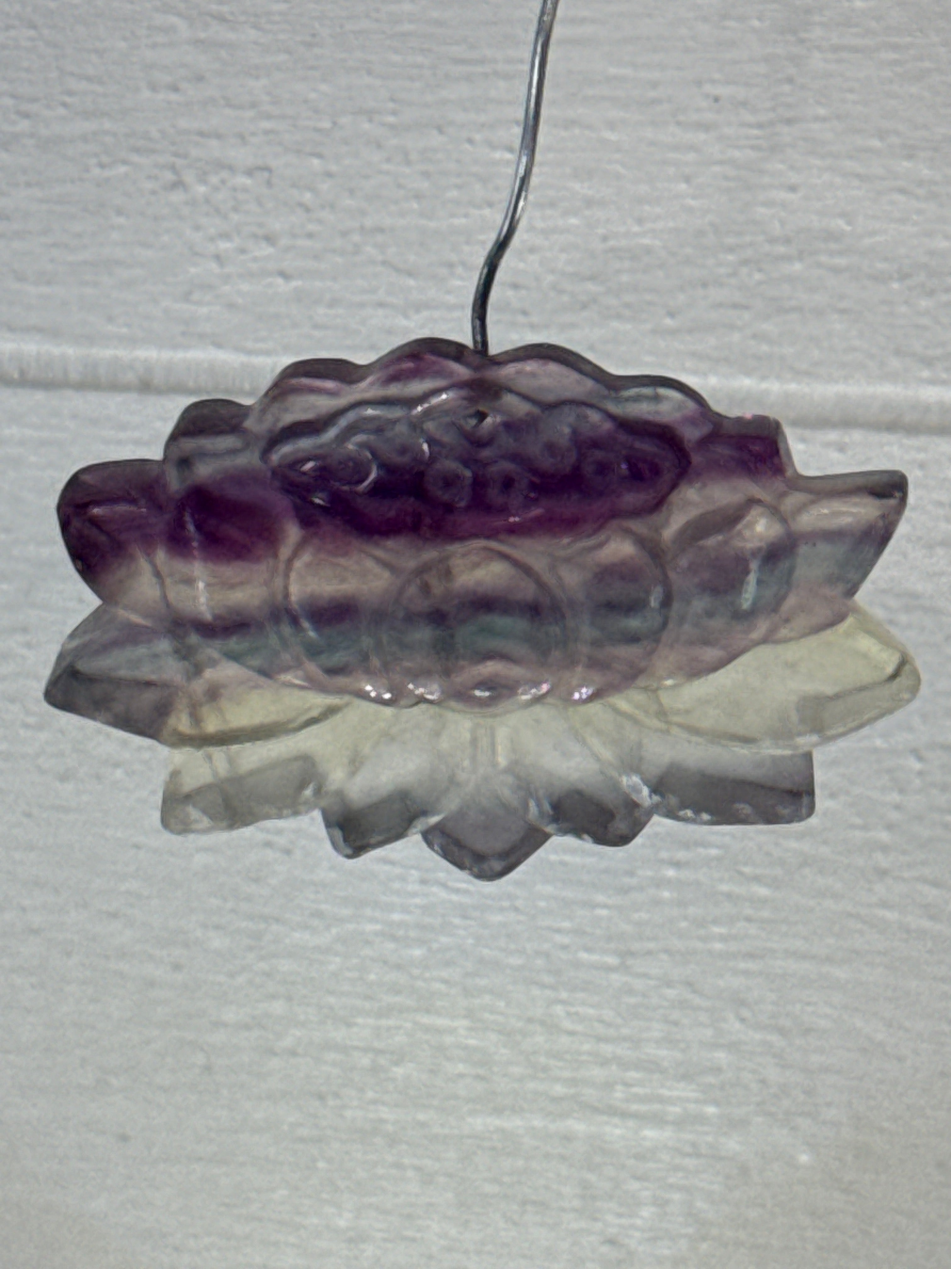 Carved Fluorite Lotus Pendant