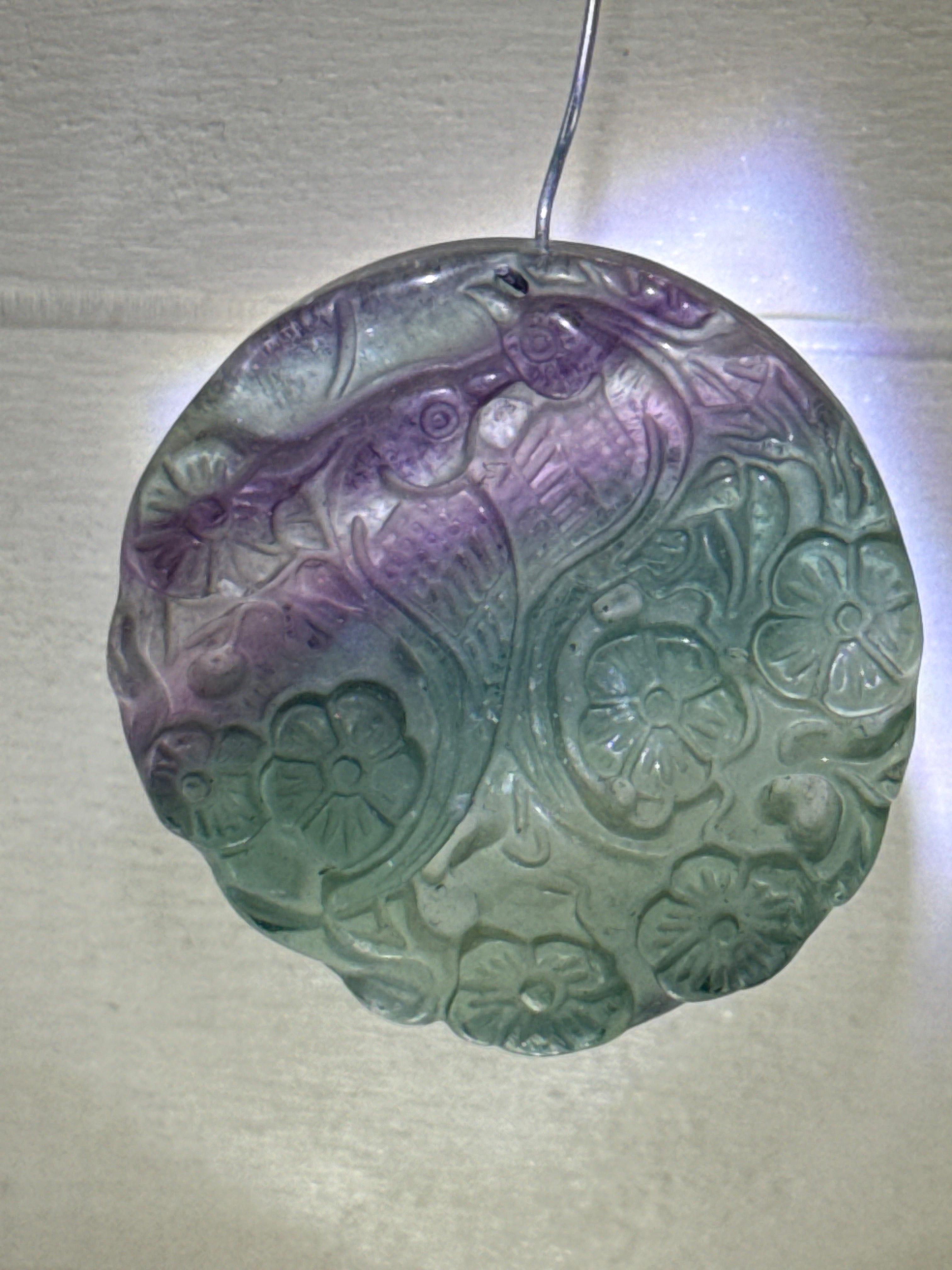 Carved Fluorite Birds Pendant