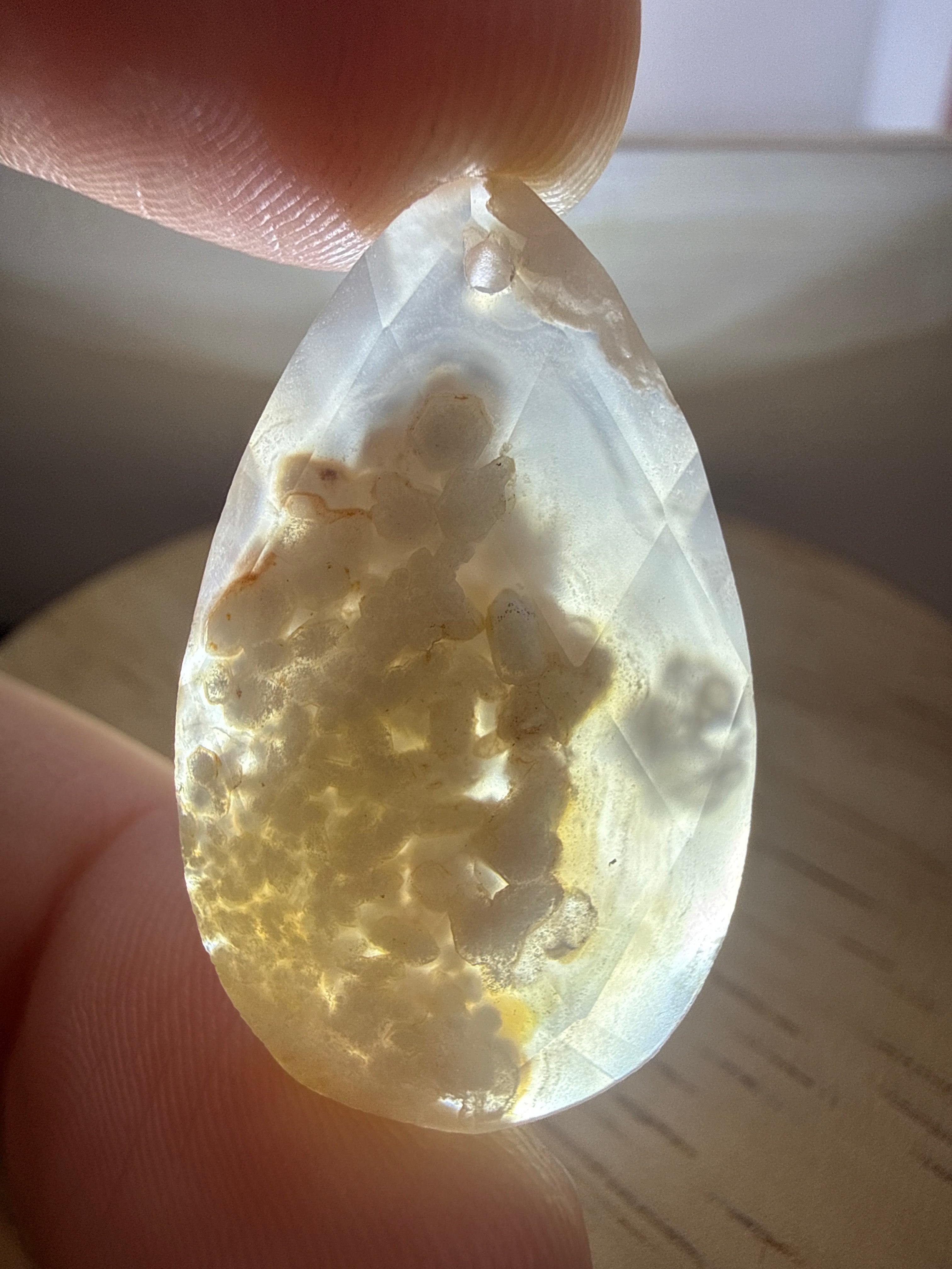 Faceted Flower Agate Pendant