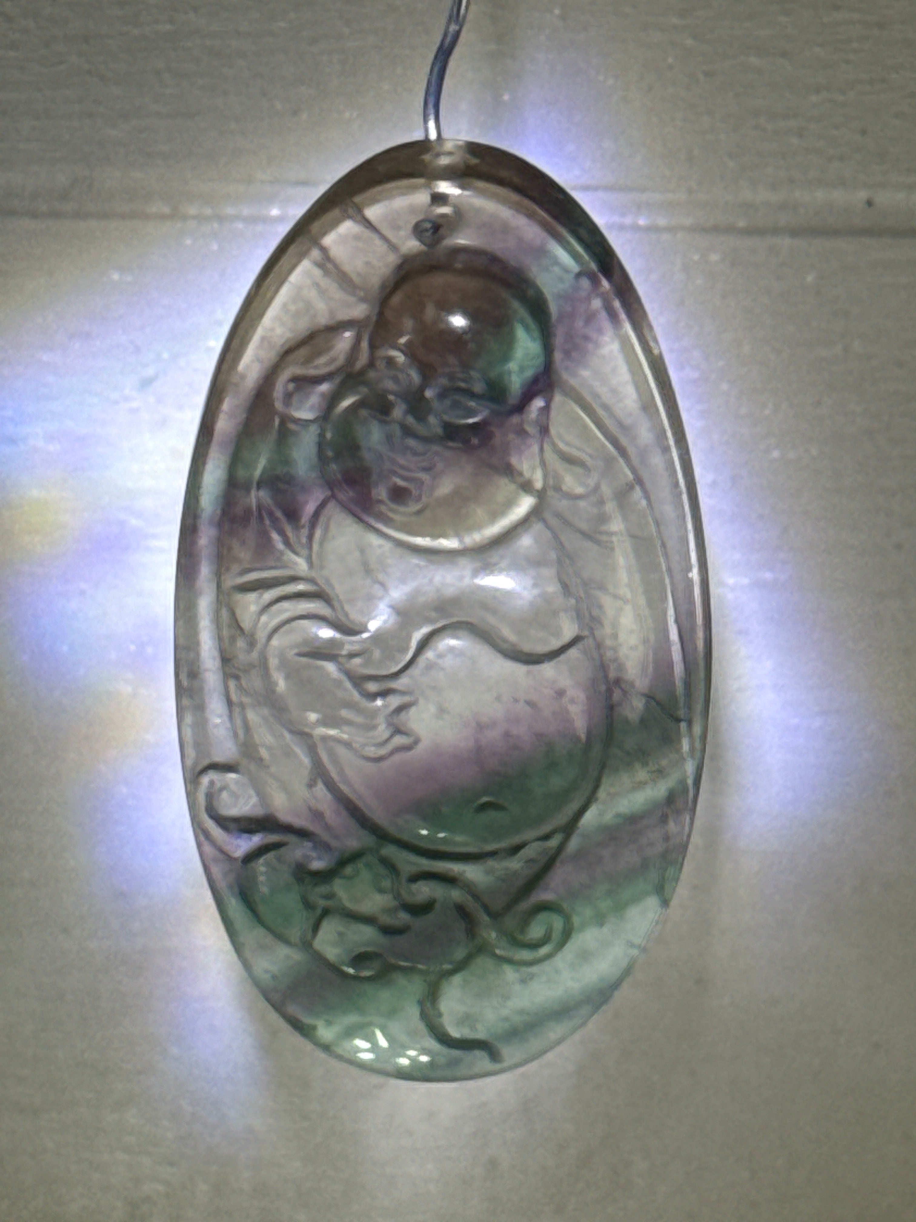 Carved Fluorite Buddah Pendant