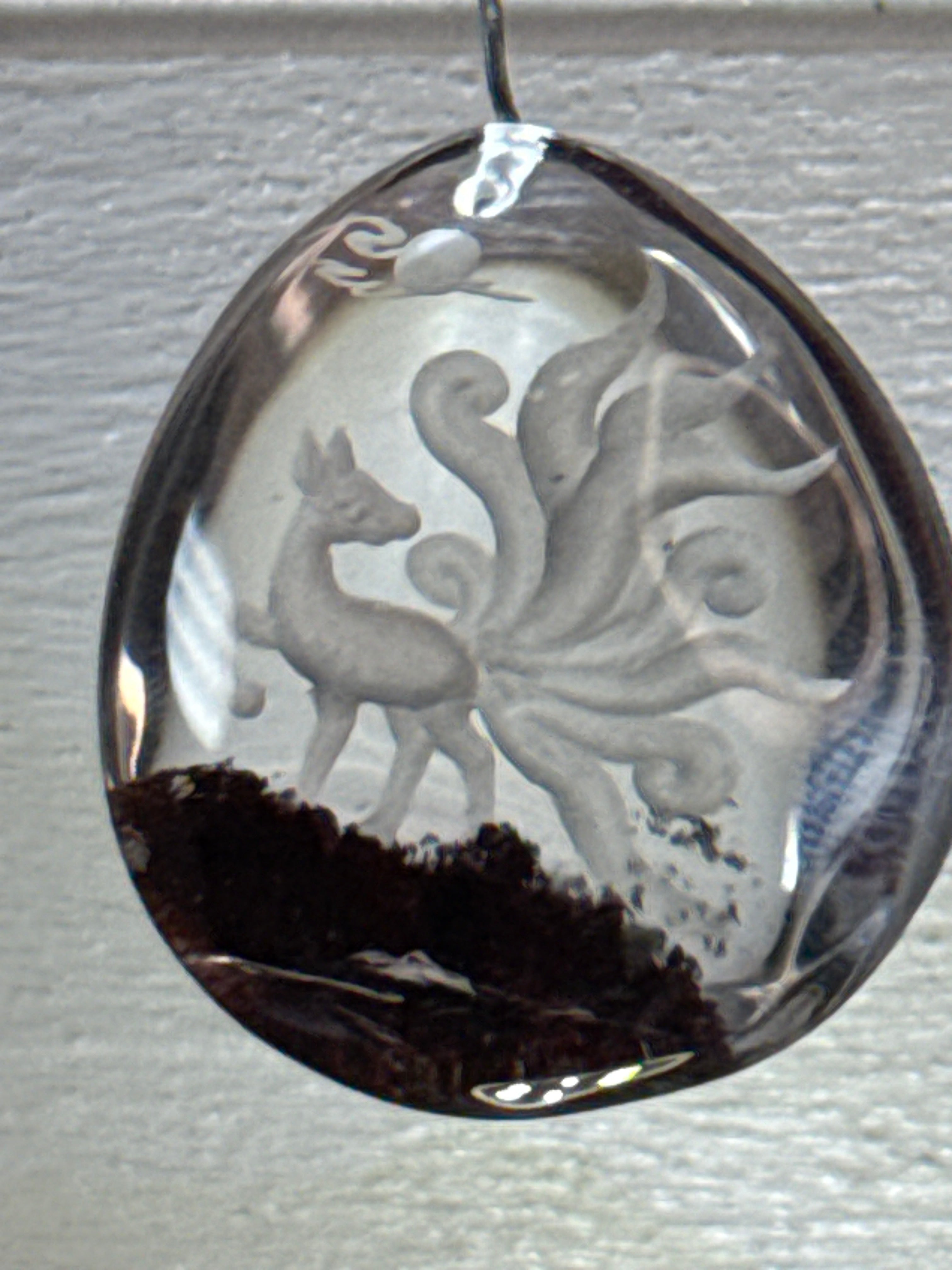 Carved Nine-Tailed Fox Pendant