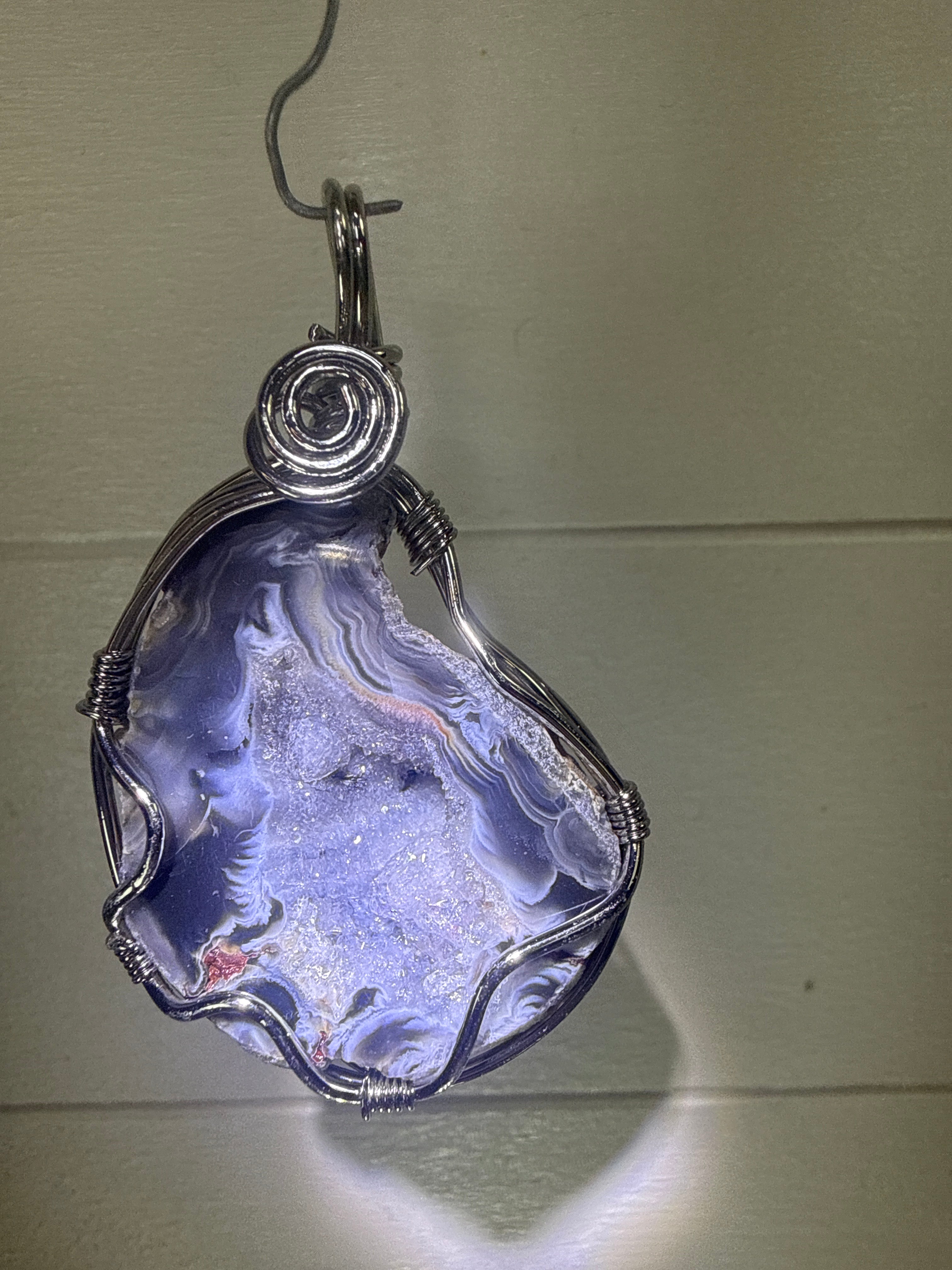 Quartz Geode Wire Wrapped Pendant