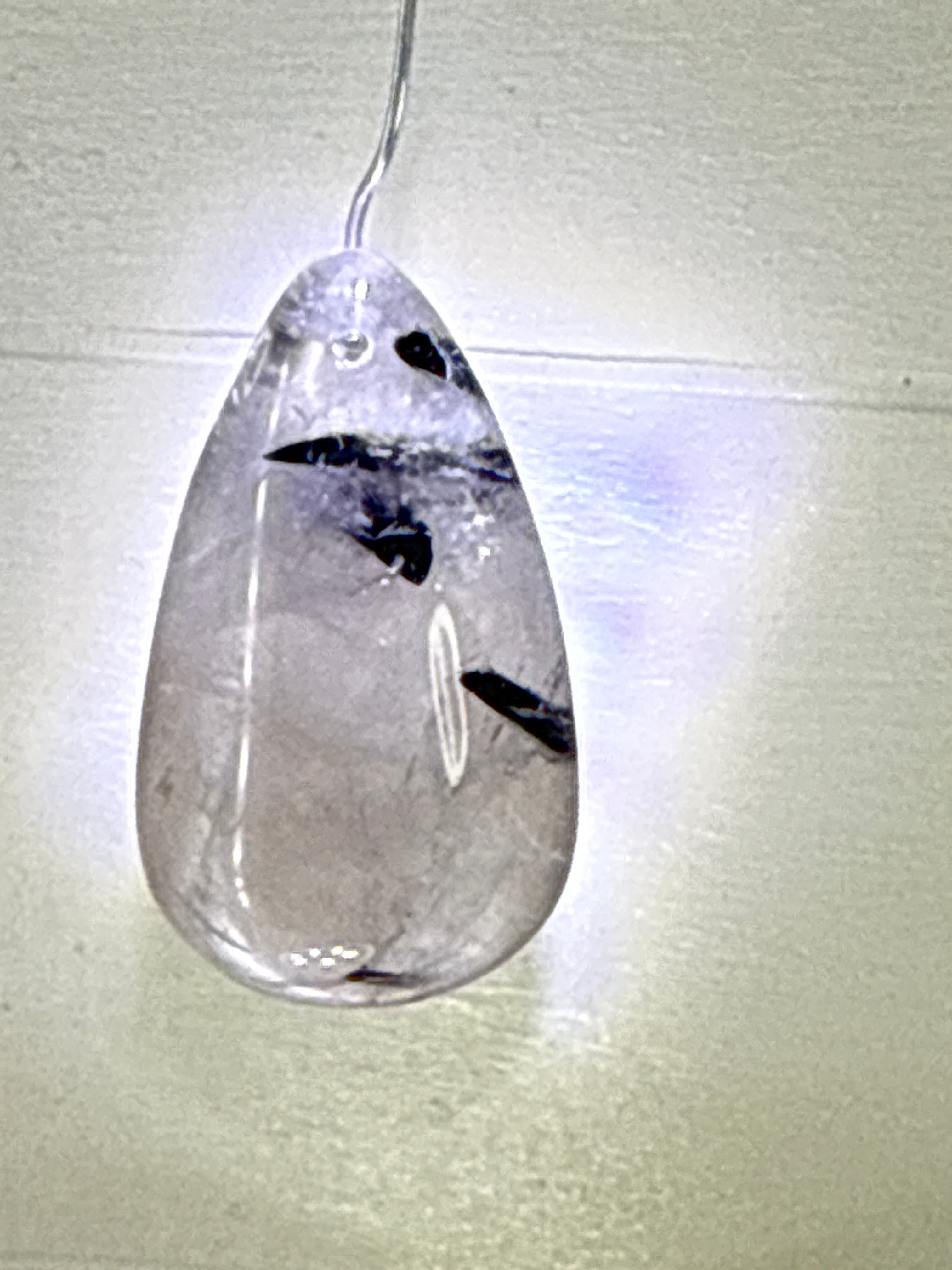 Black Tourmaline in Quartz Pendant