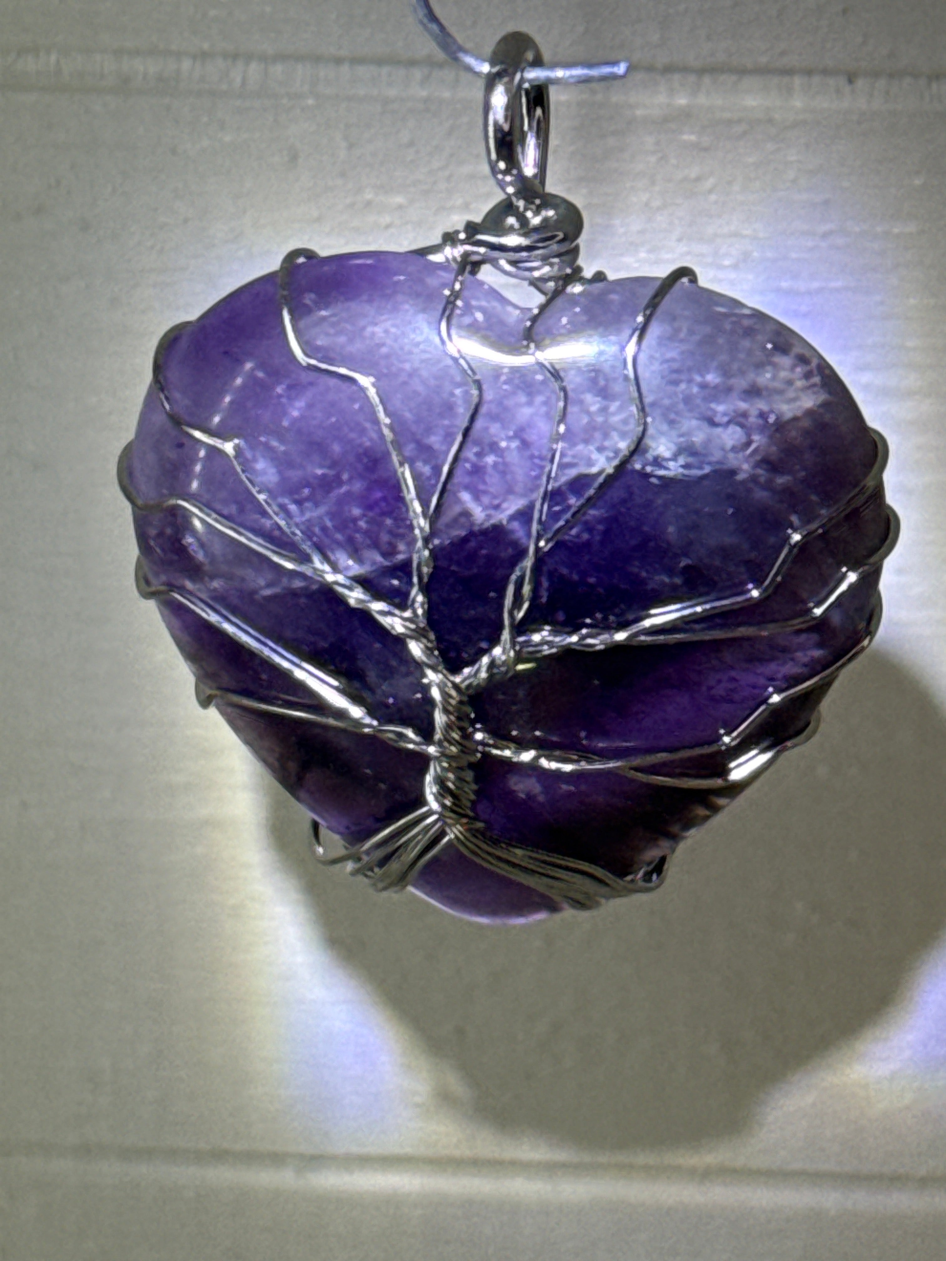 Amethyst Heart Tree of Life Pendant