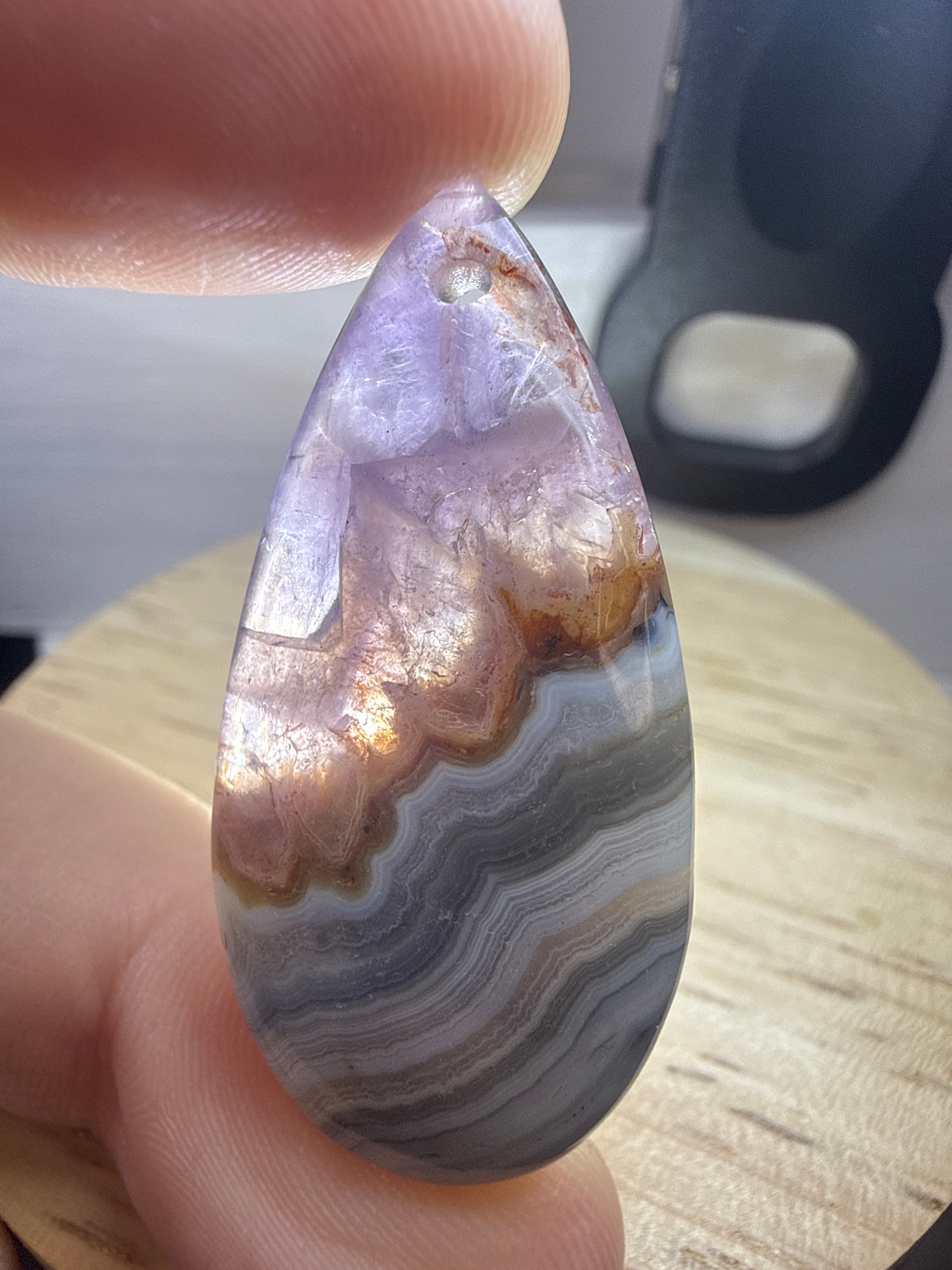 Amethyst with Mexican Lace Agate Pendant