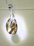 Green Tourmaline in Quartz Pendant