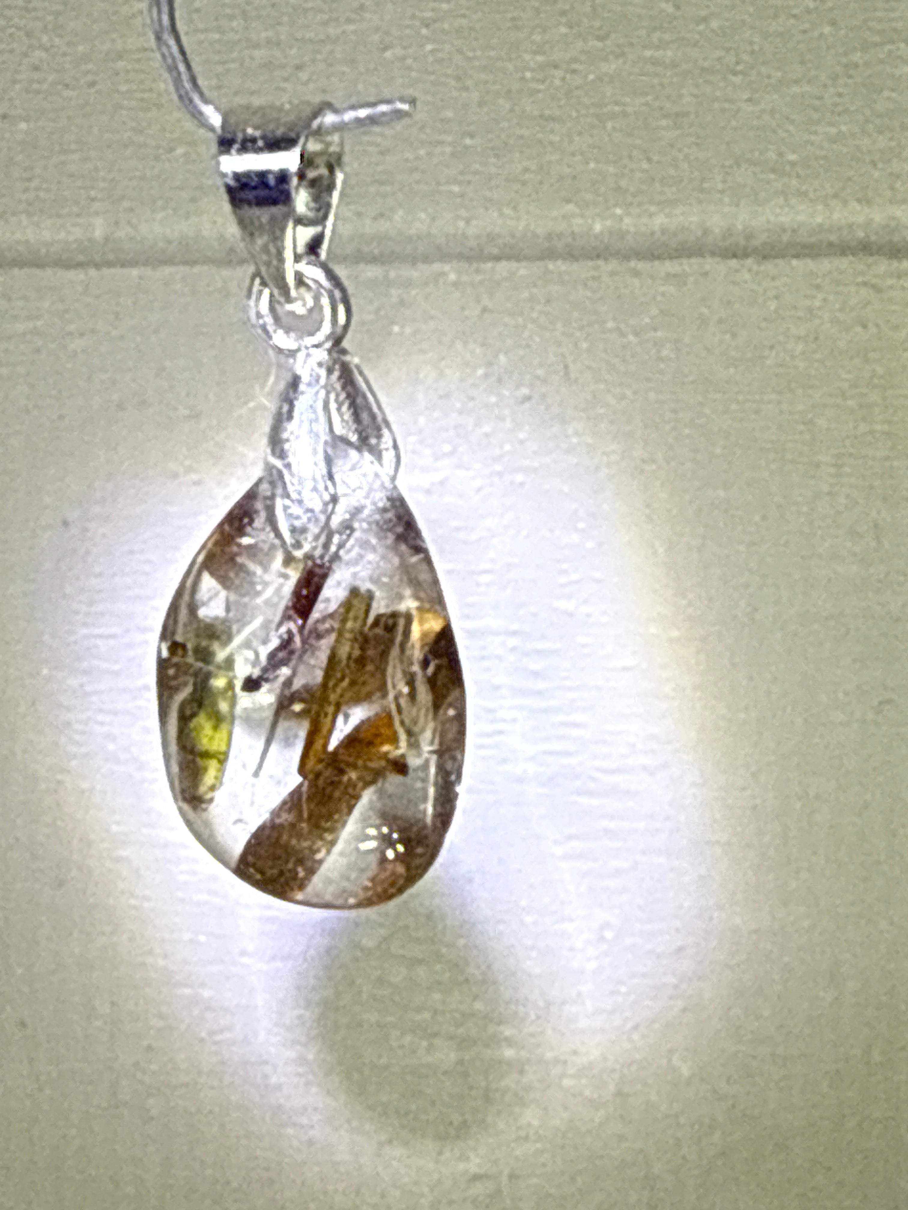 Green Tourmaline in Quartz Pendant