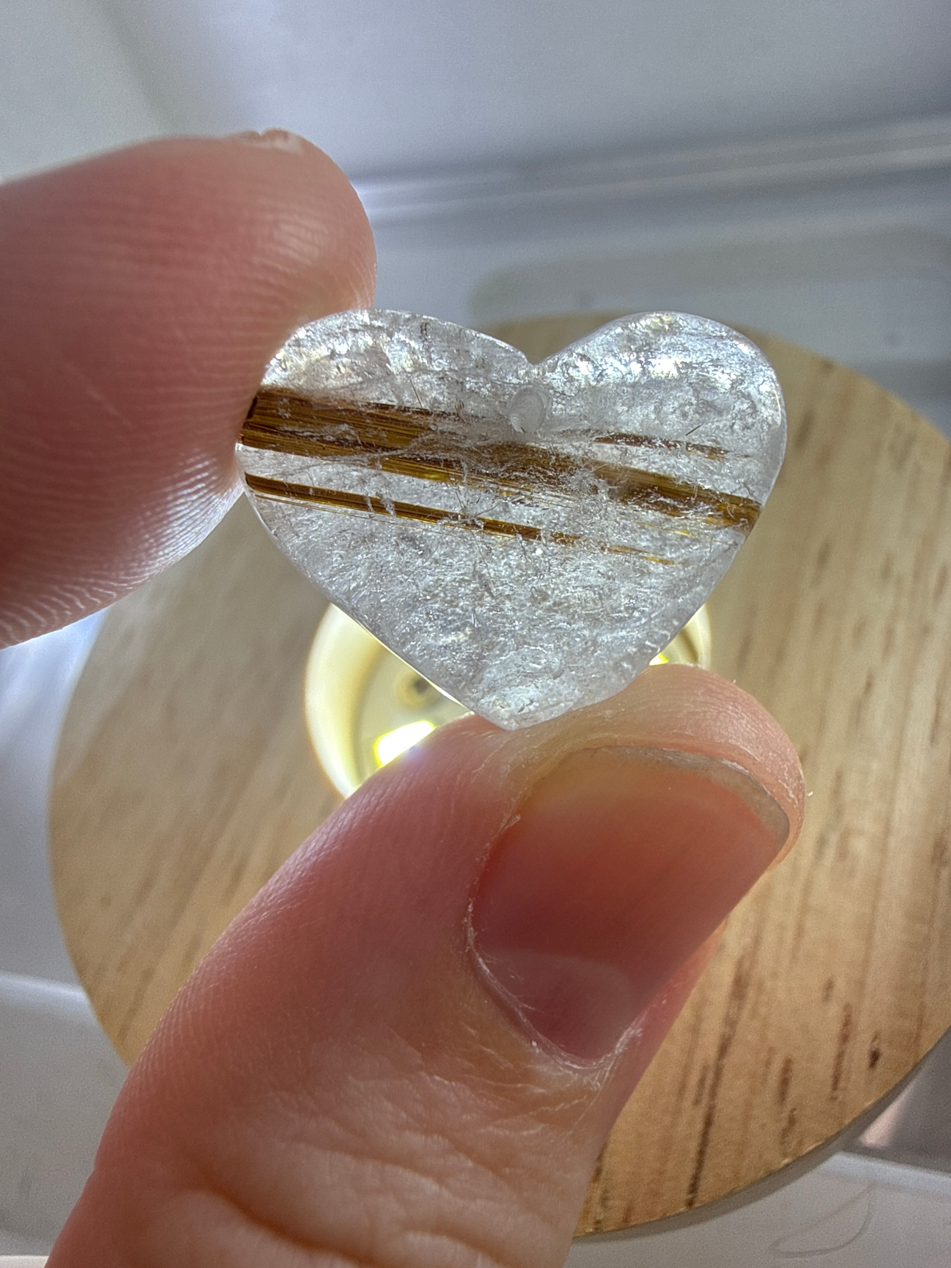 Gold Rutile Heart Pendant