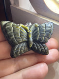 Carved Gold Sheen Obsidian Butterfly Pendant