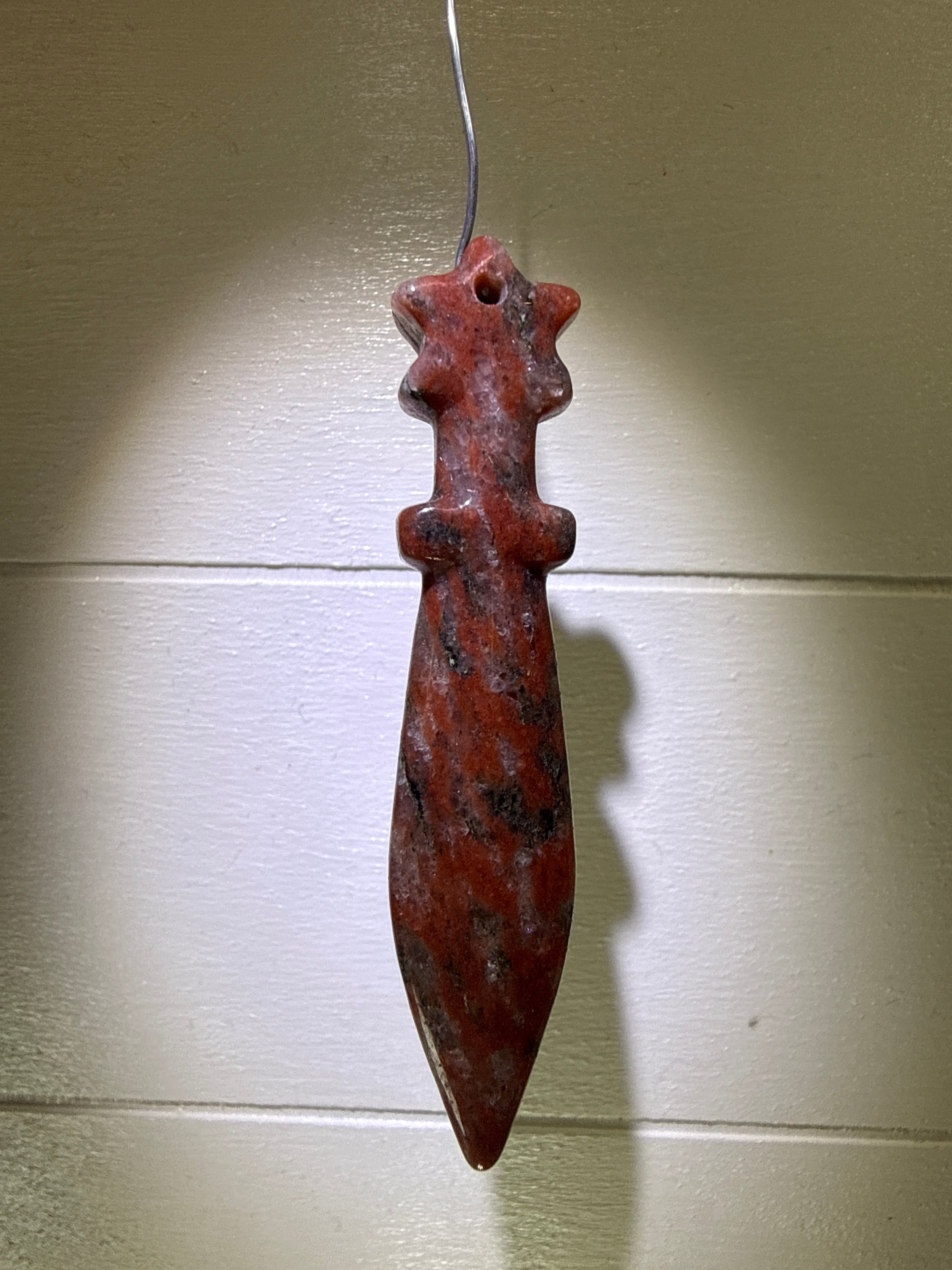 Red Jasper Sword Carved Pendant