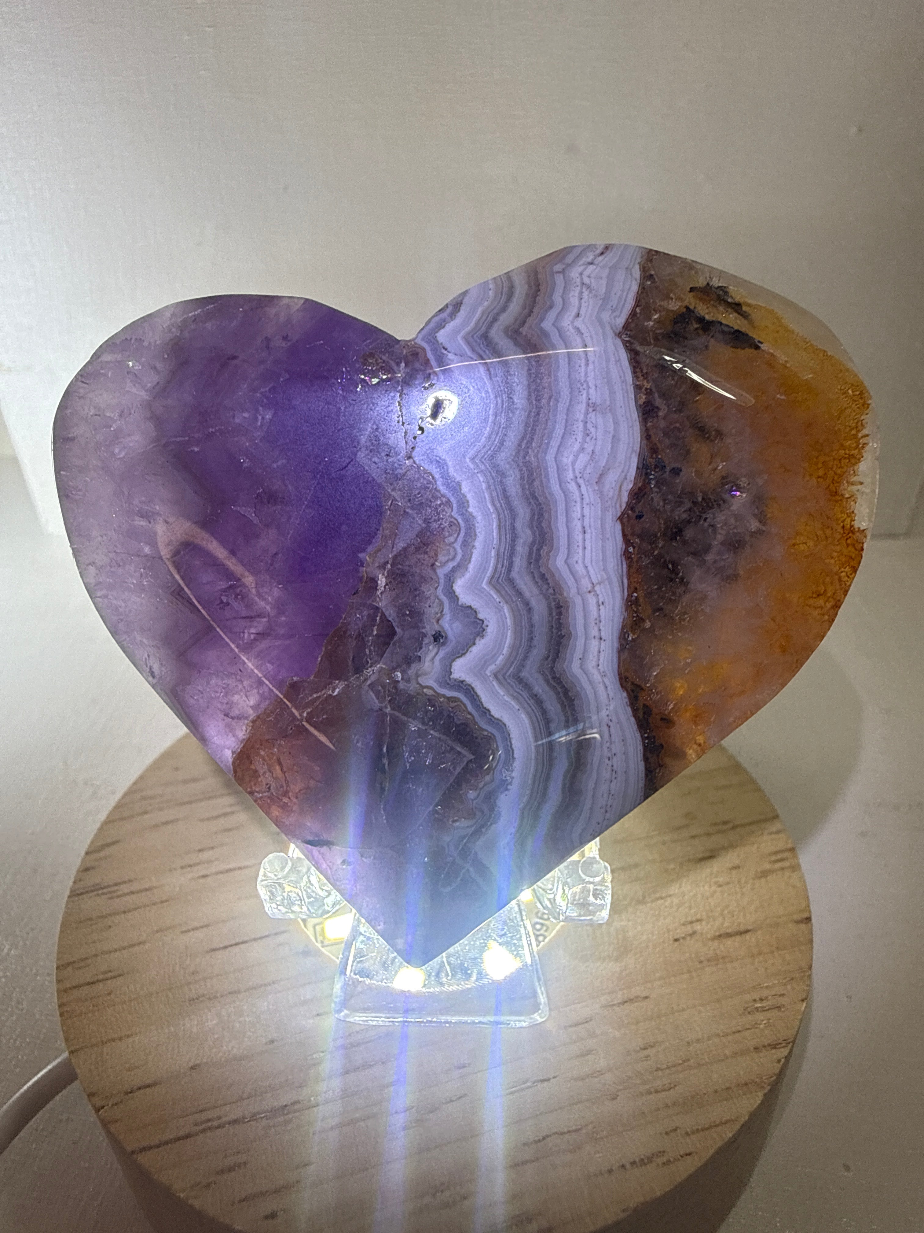 Amethyst and Mexican Lace Agate Heart