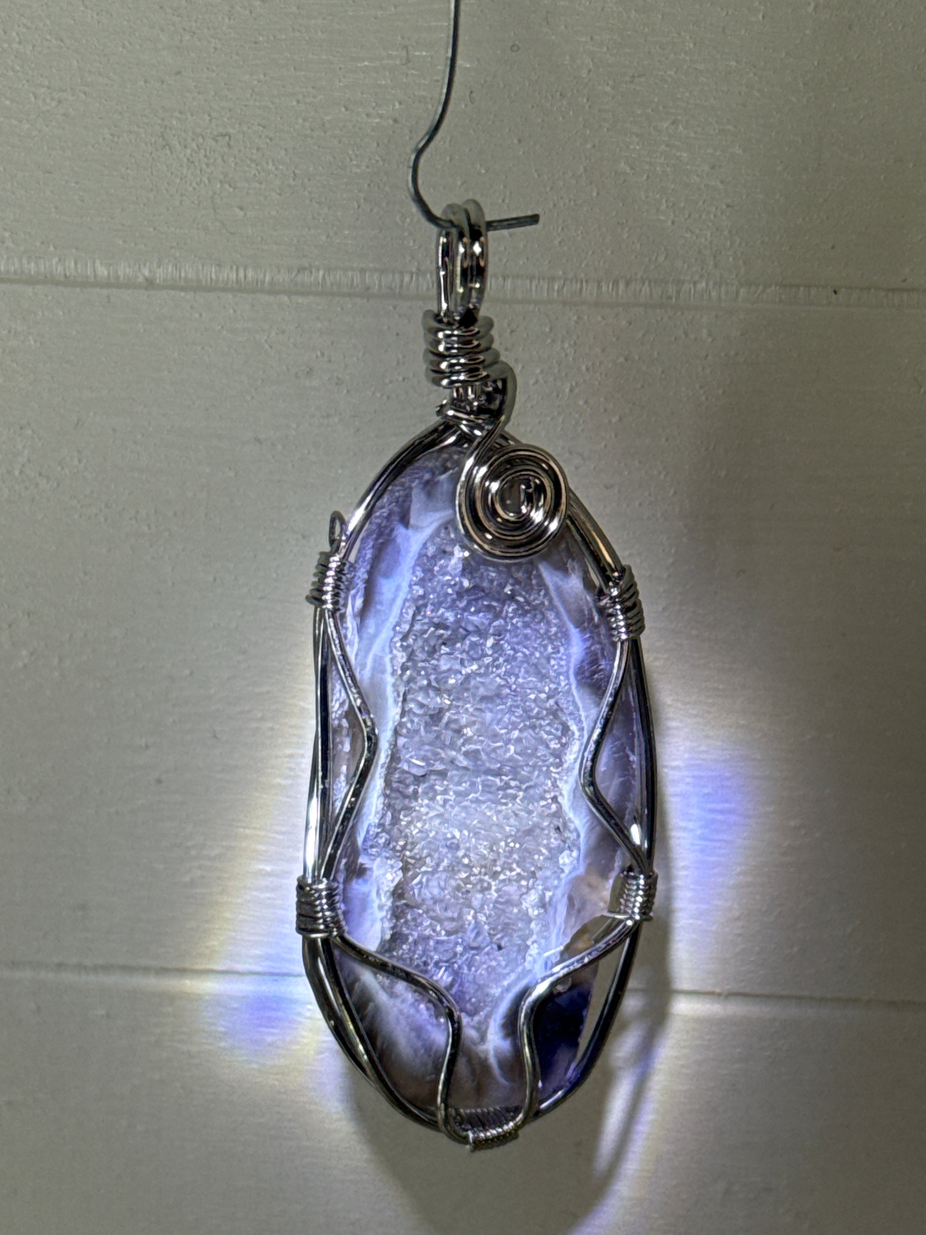 Quartz Geode Wire Wrapped Pendant