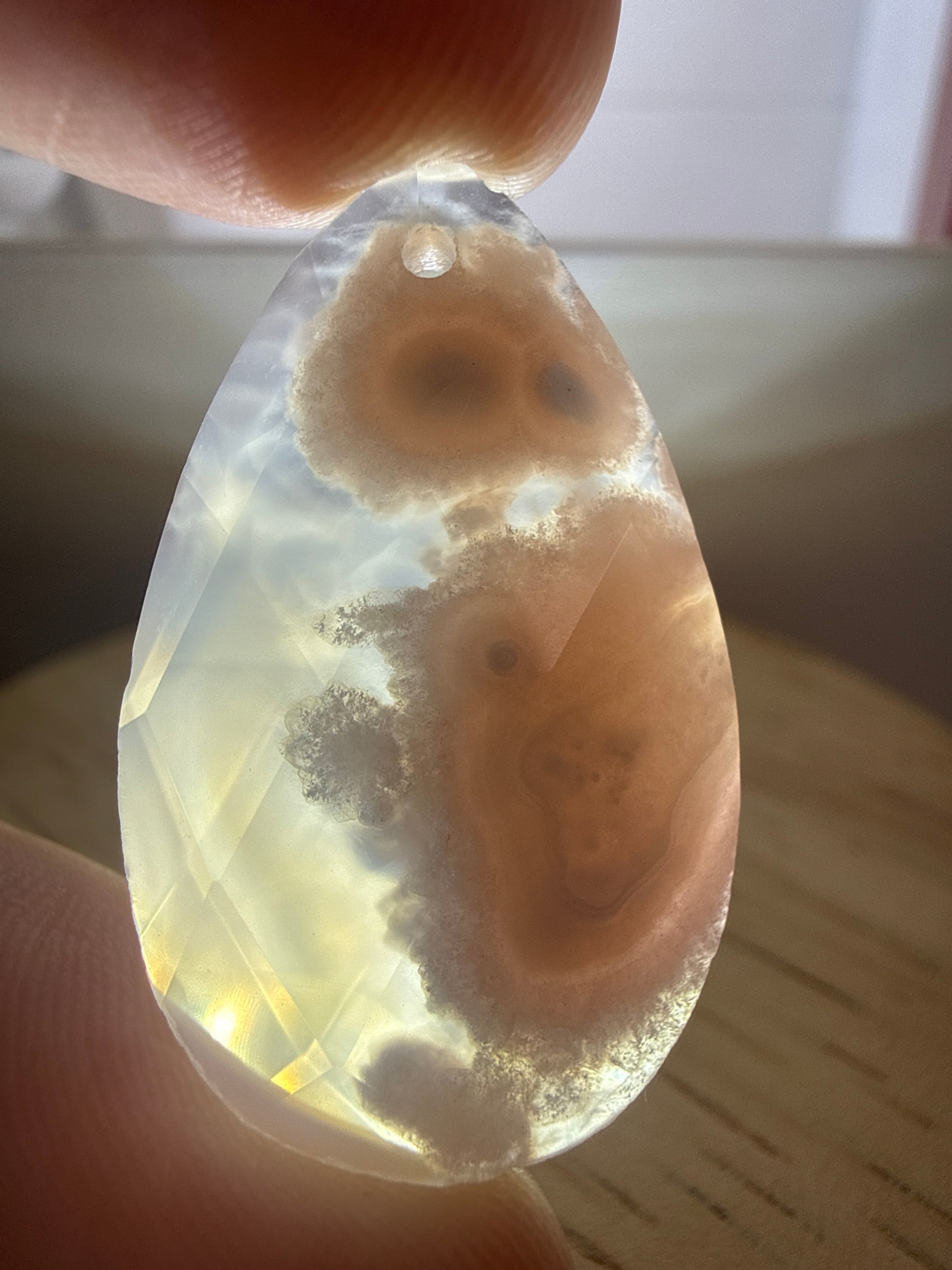 Faceted Flower Agate Pendant