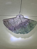 Carved Fluorite Chinese Fan Pendant