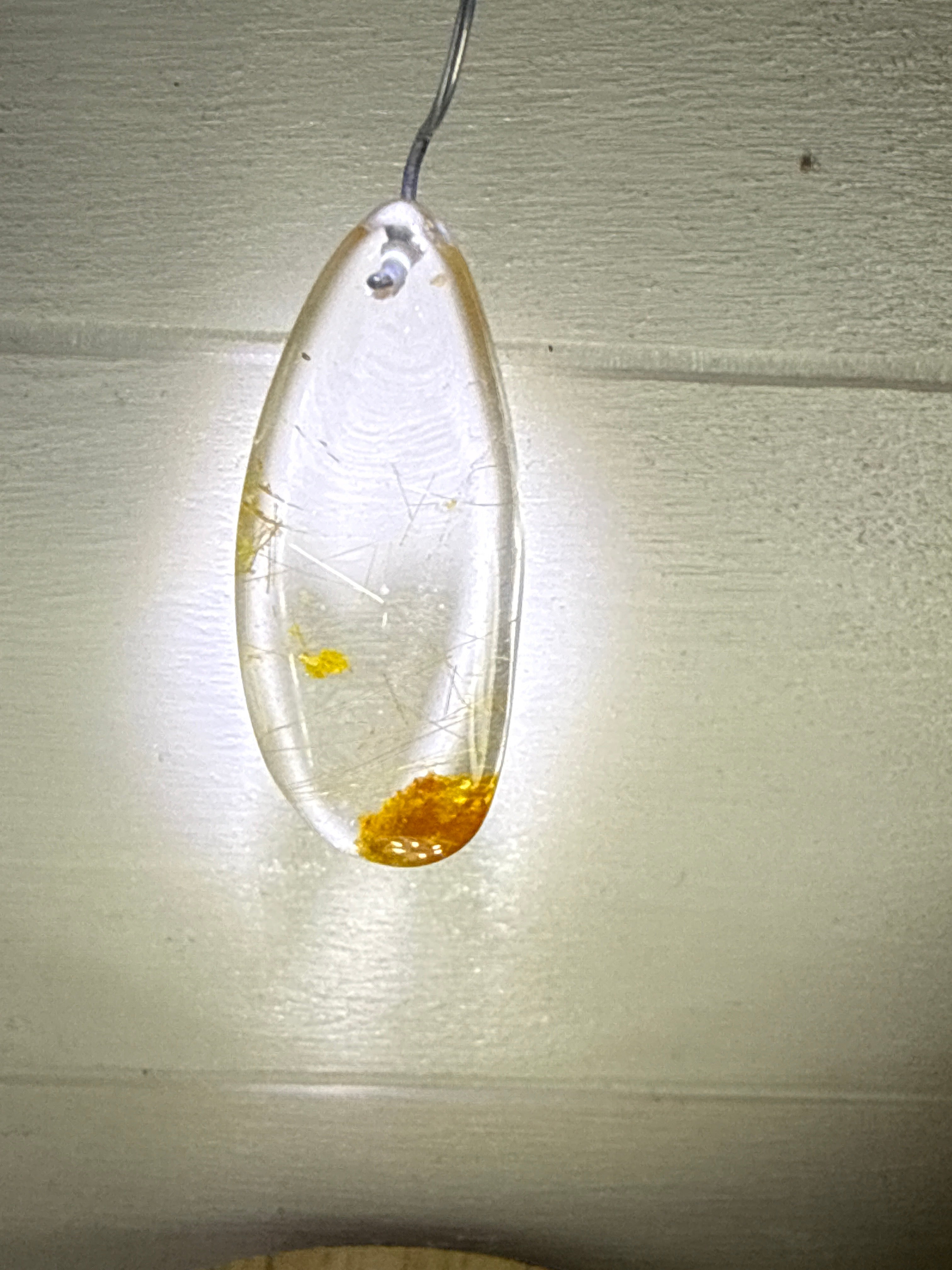 Gold Rutile with Garden Quartz Pendant