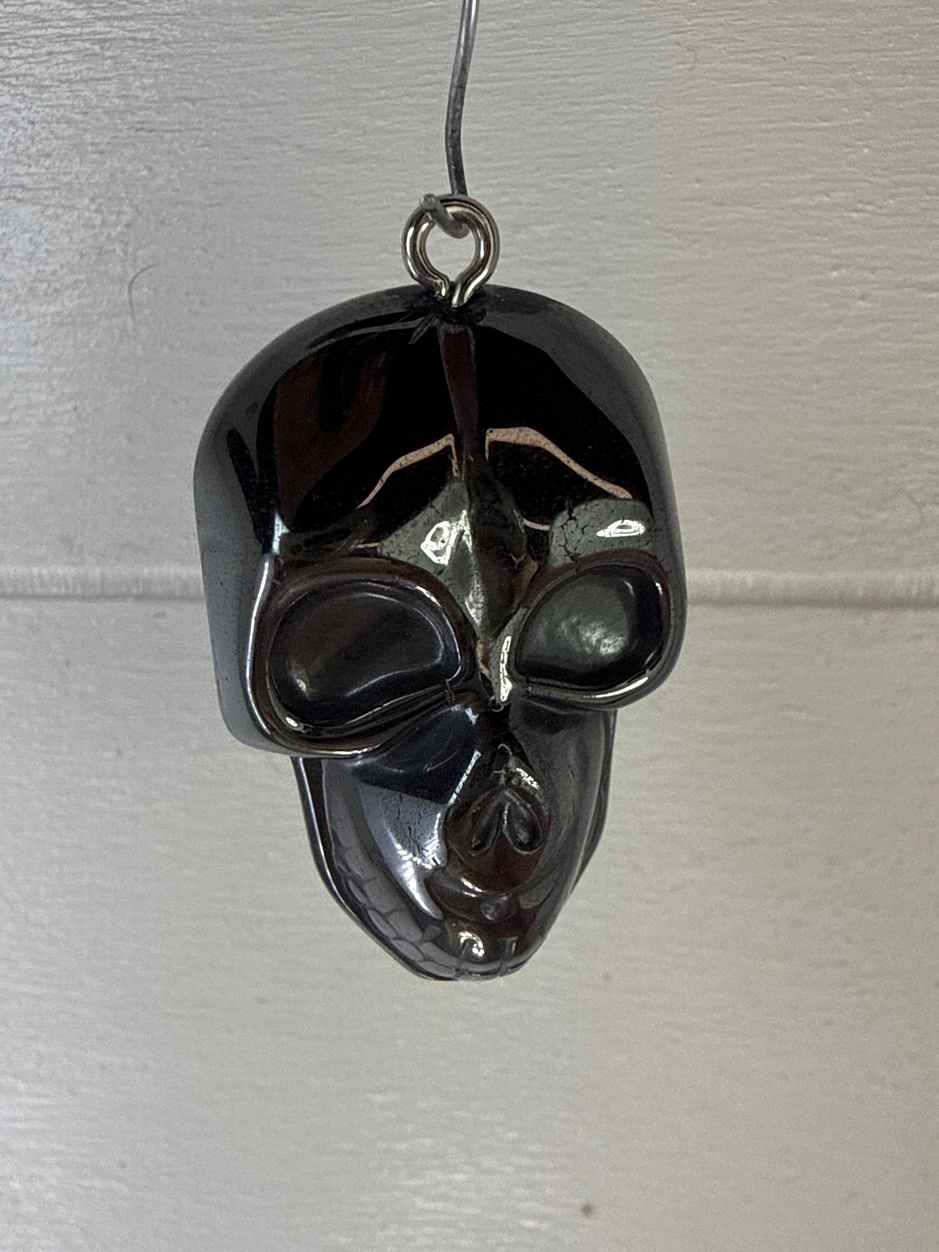 Hematite Skull Pendant
