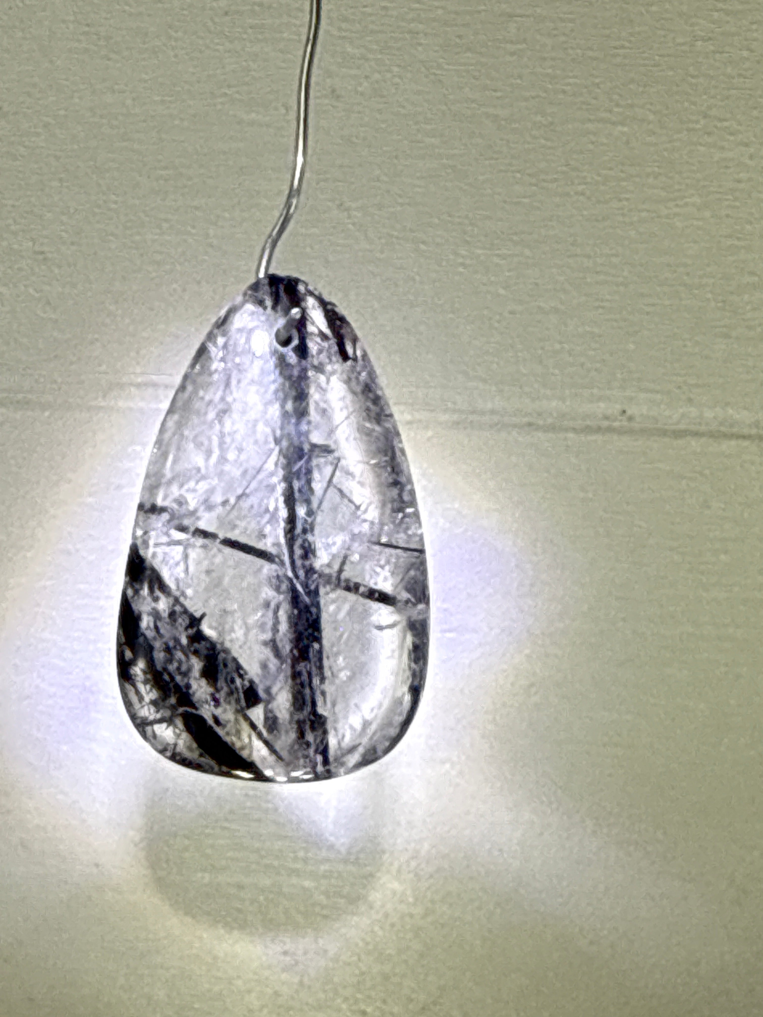 Black Tourmaline in Quartz Pendant