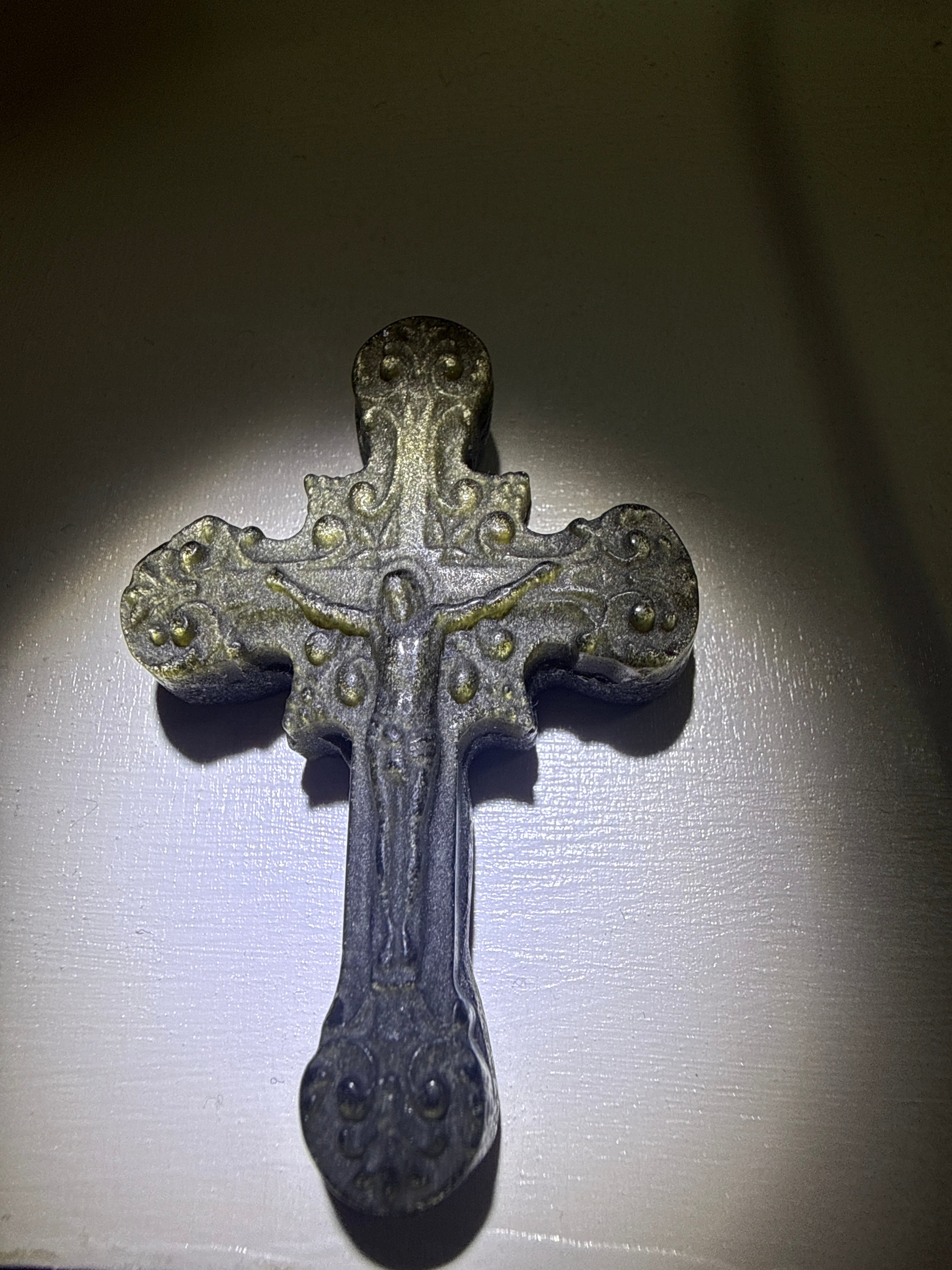 Gold Sheen Obsidian Cross Pendant