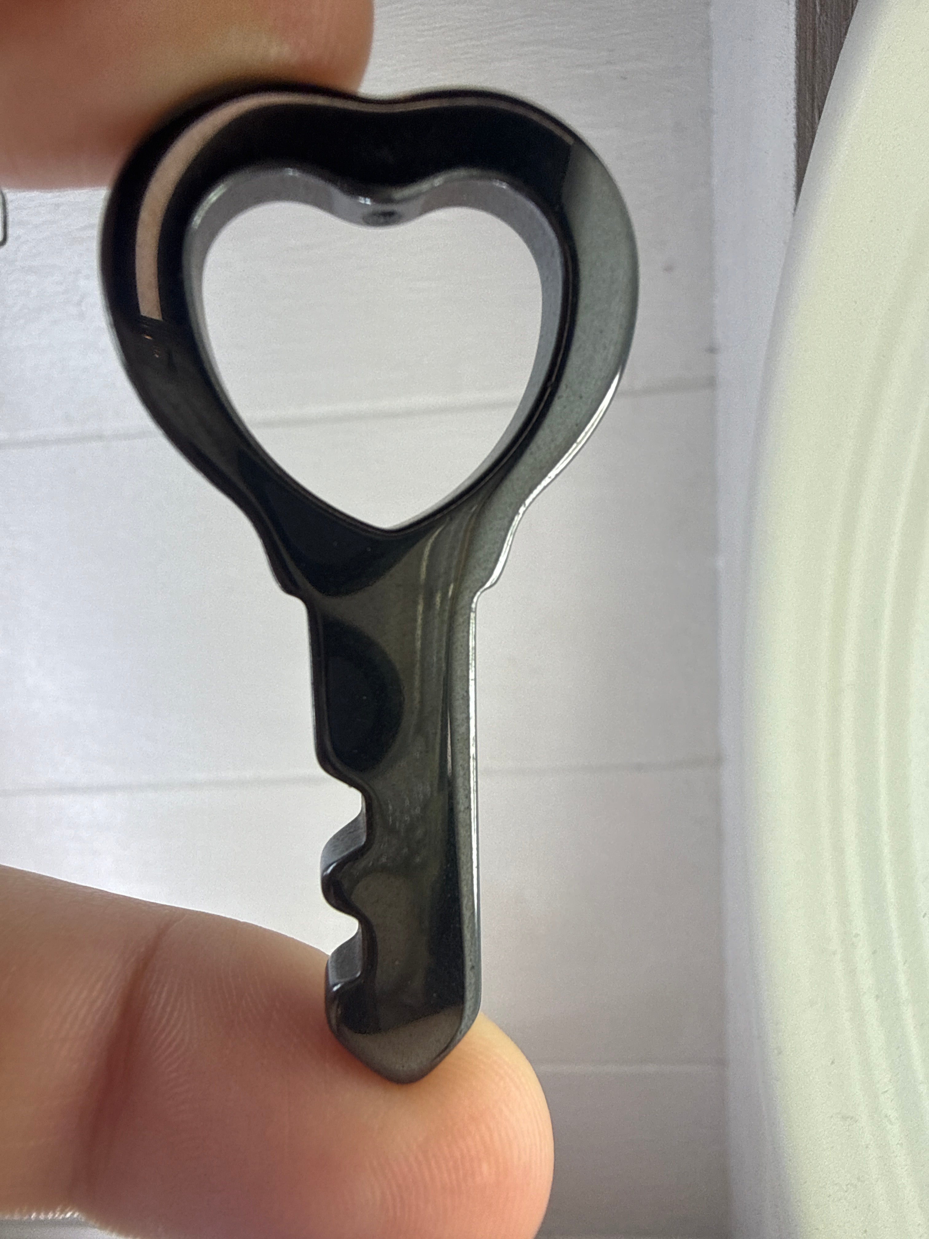 Hematite Heart Key Pendant