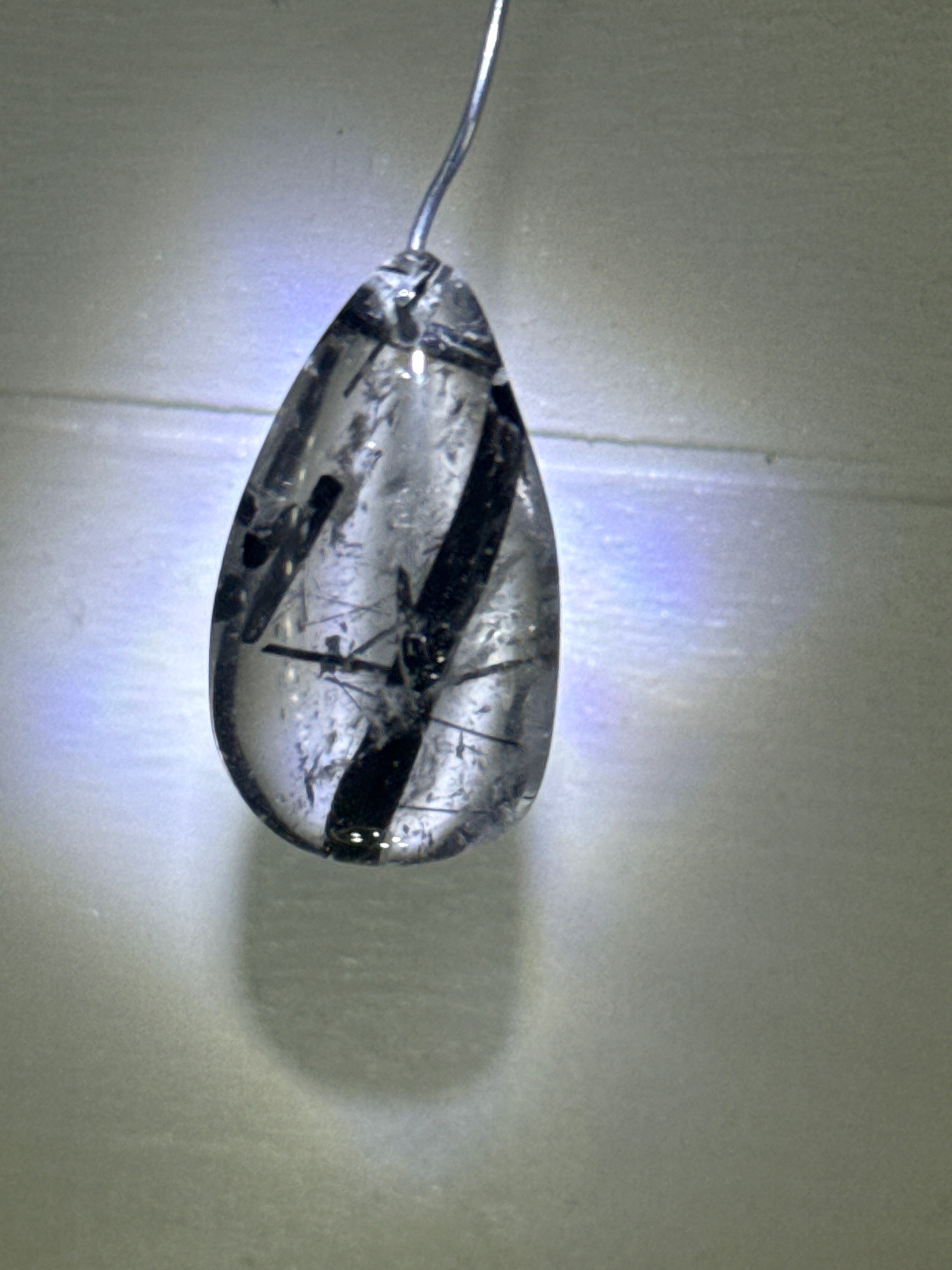 Black Tourmaline in Quartz Pendant
