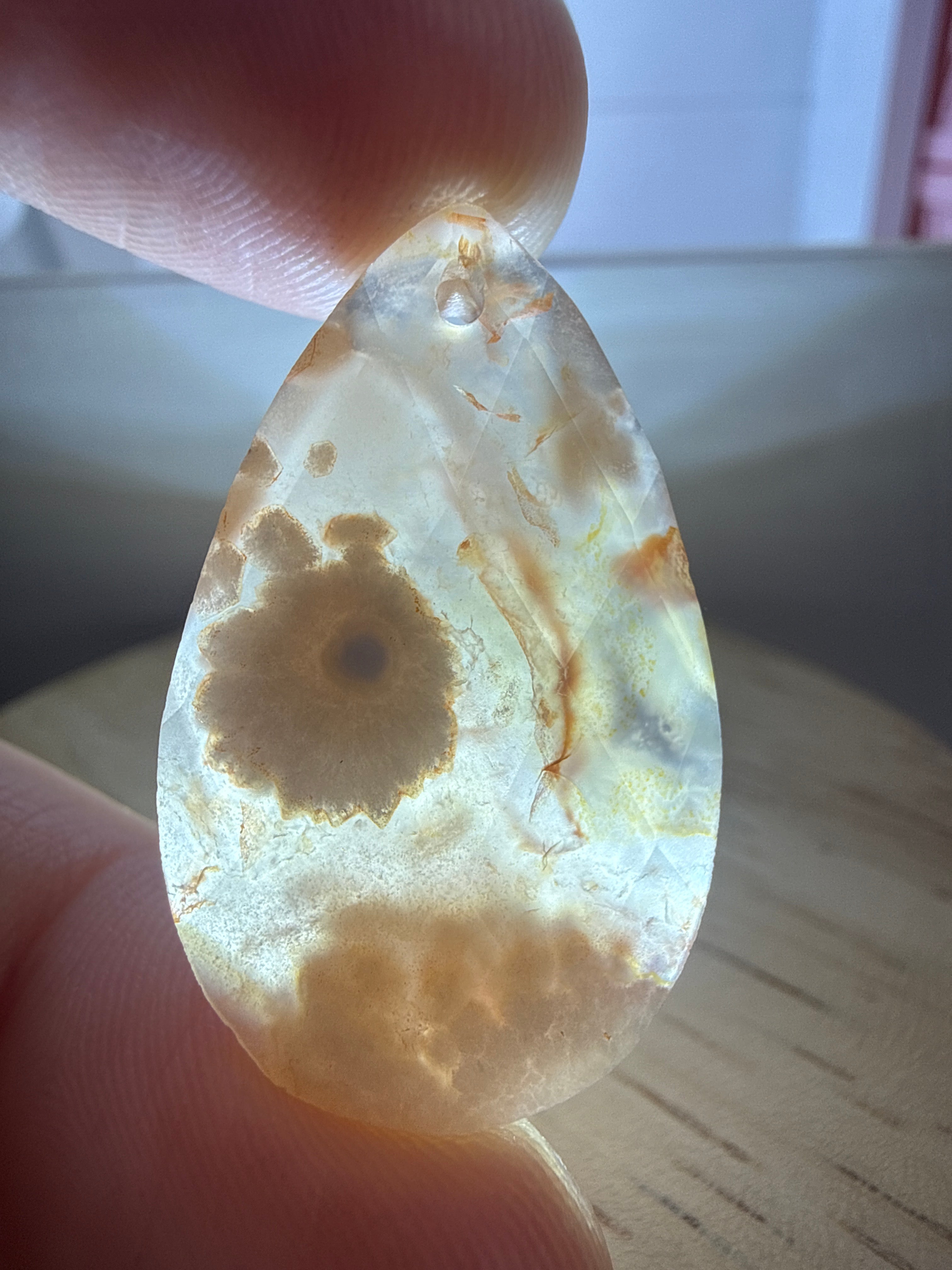 Faceted Flower Agate Pendant