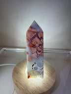 Druzy Pink Petal Agate Obelisk