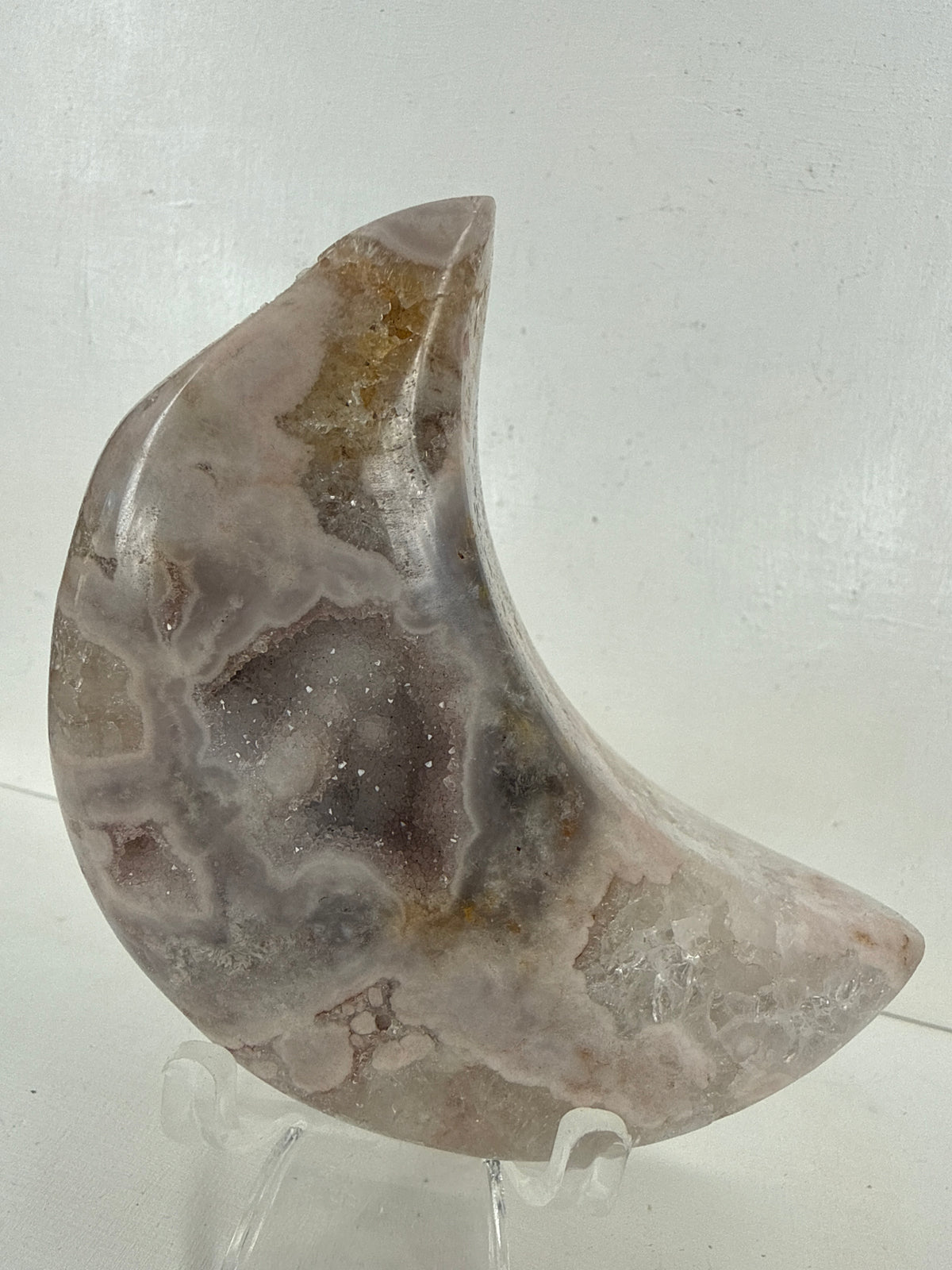 Pink Amethyst Moon Carving