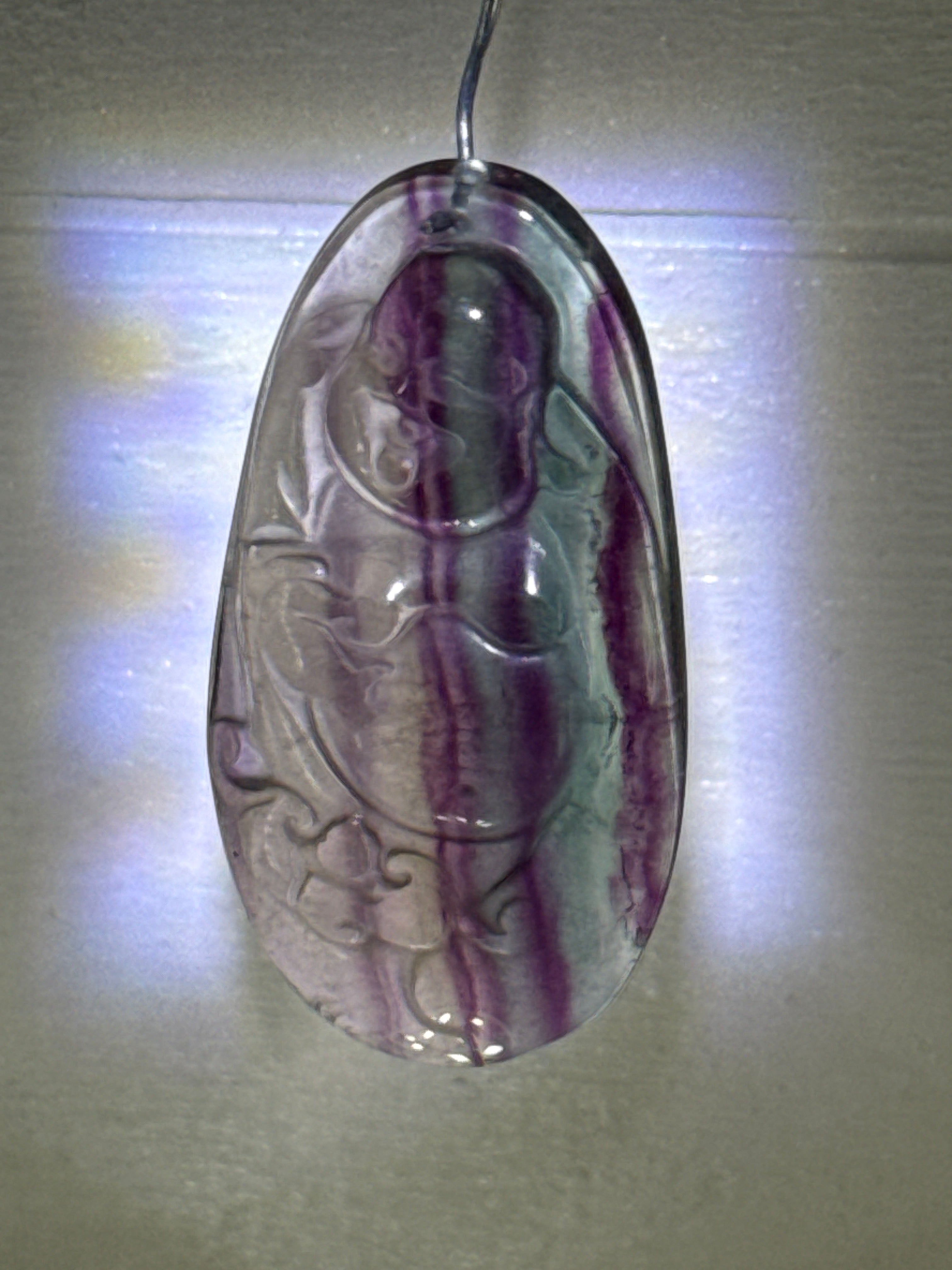 Carved Fluorite Buddah Pendant