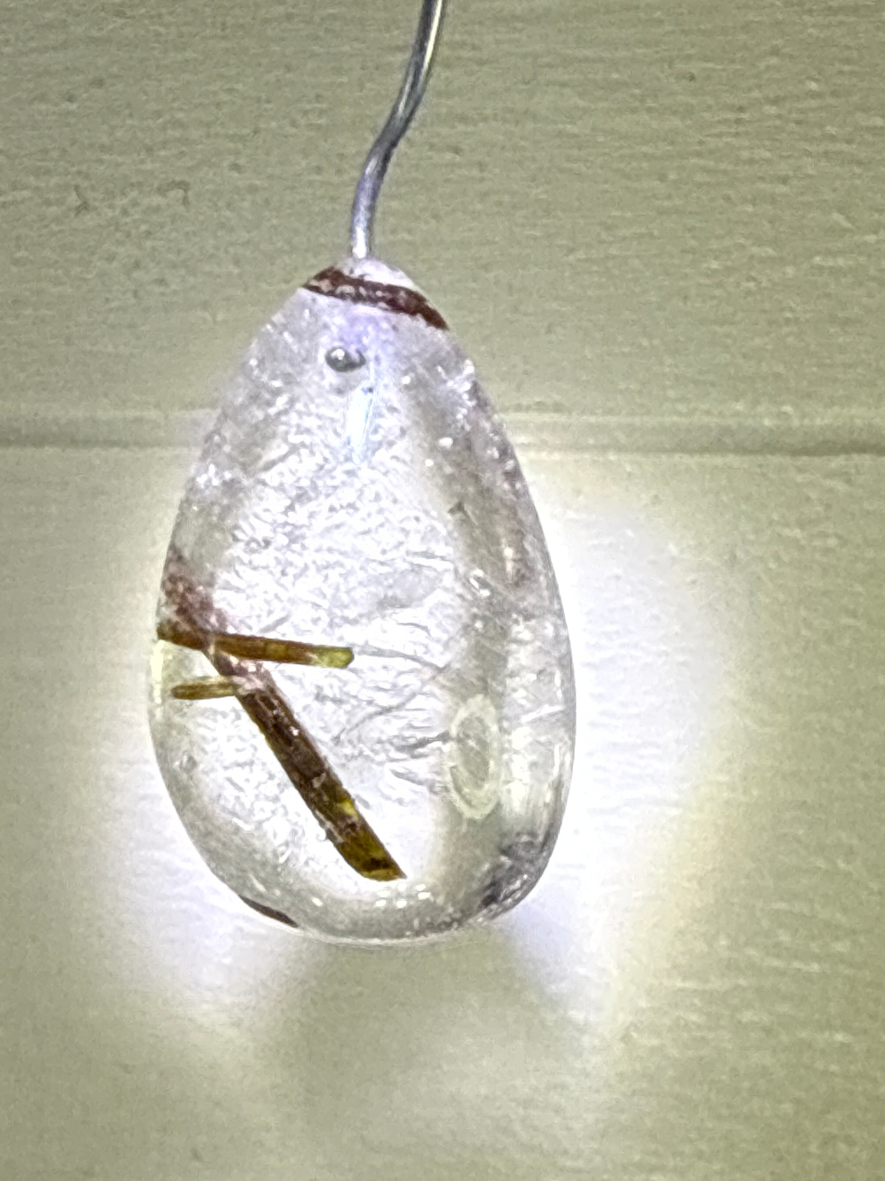 Green Tourmaline in Quartz Pendant