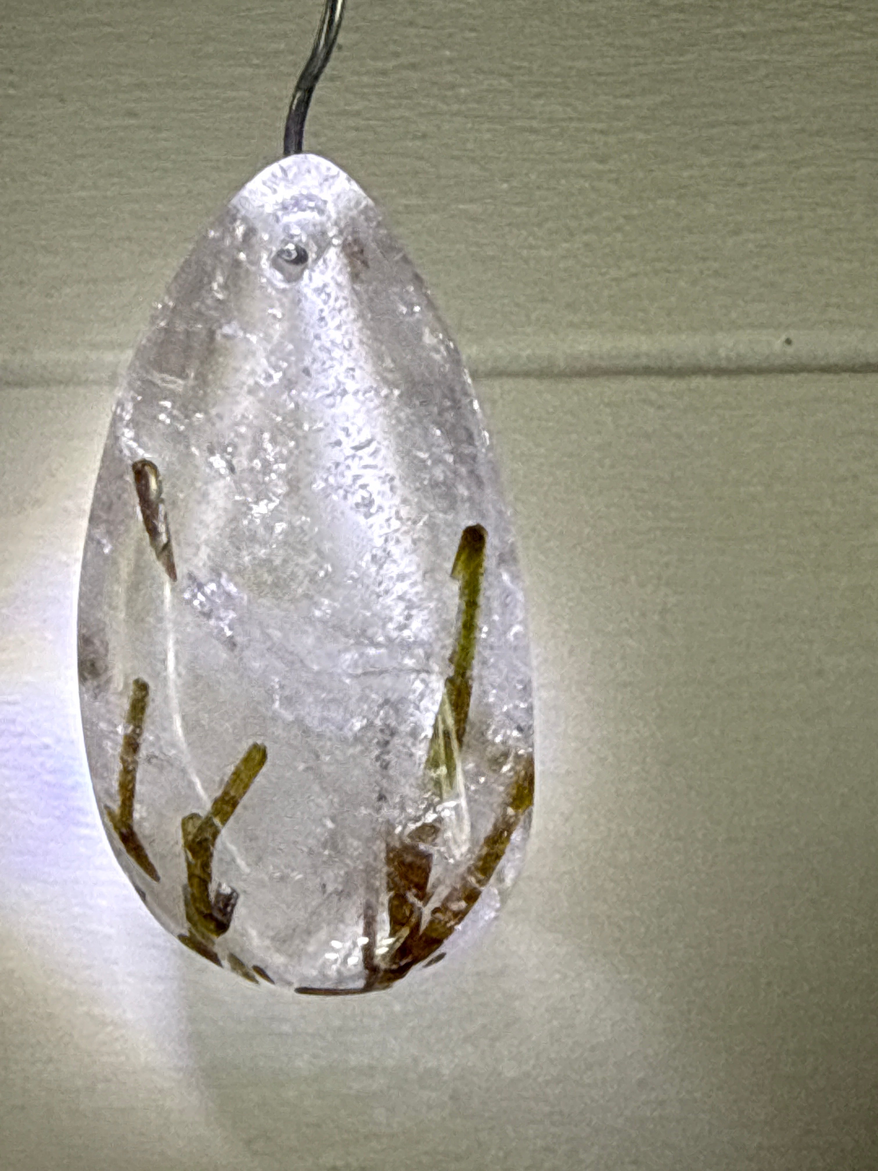 Green Tourmaline in Quartz Pendant