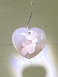 Flower Agate Heart Pendant