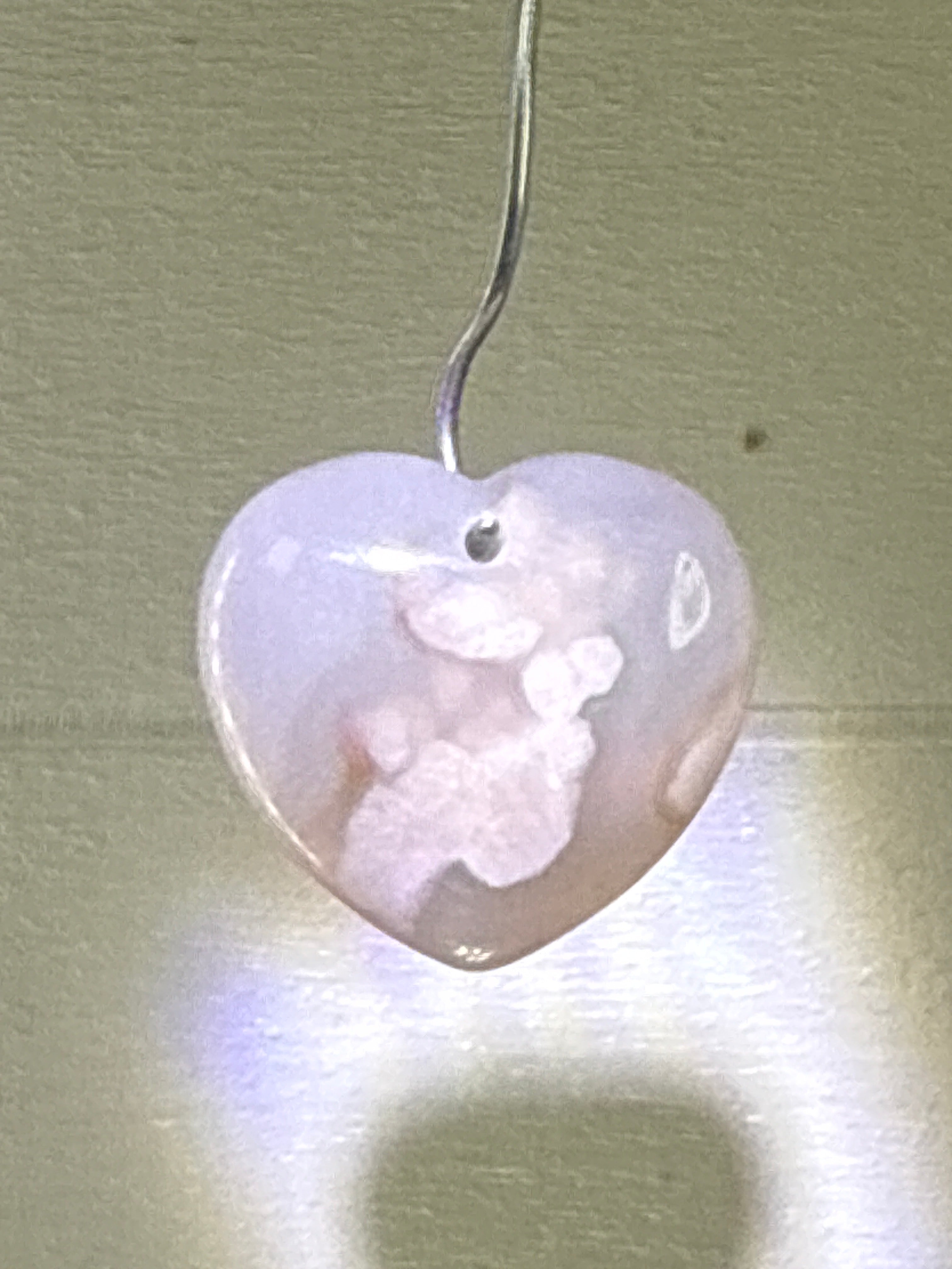 Flower Agate Heart Pendant