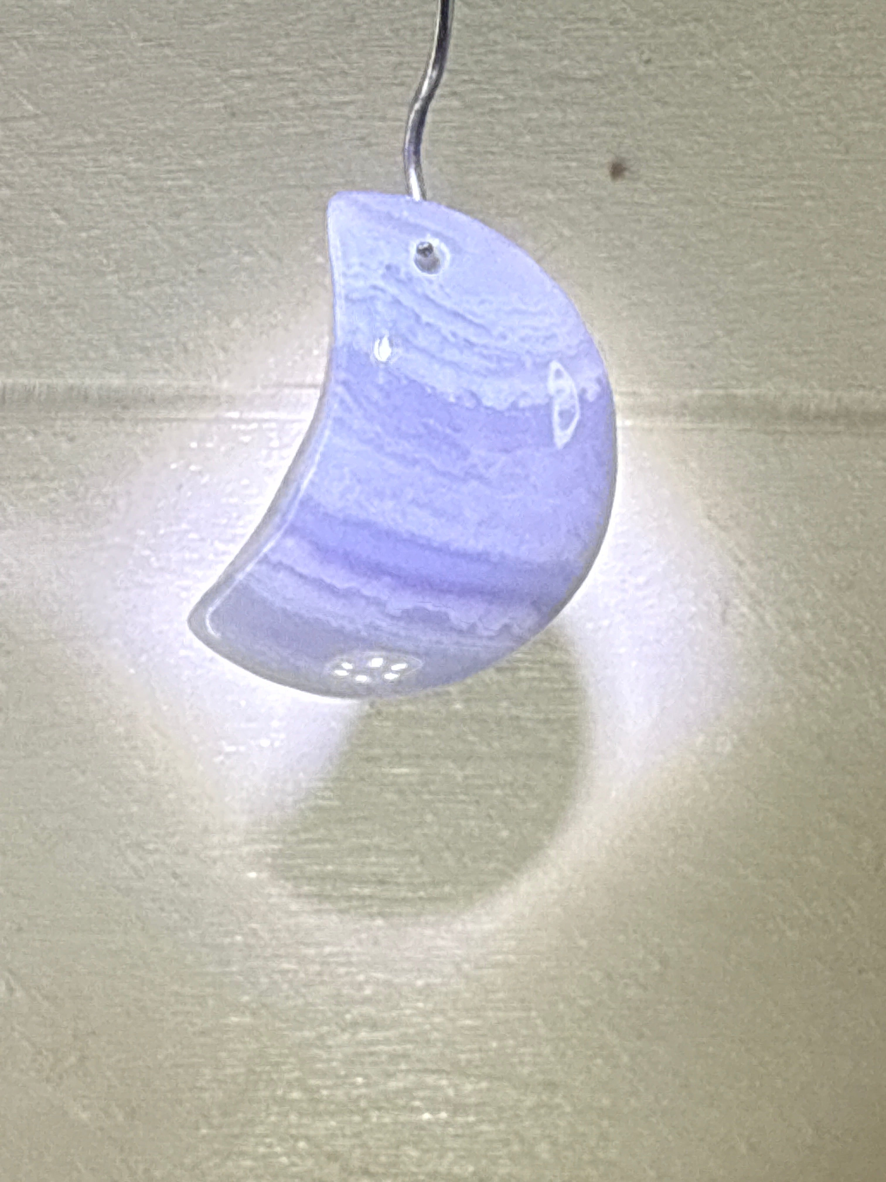 Blue Lace Agate Moon Pendant