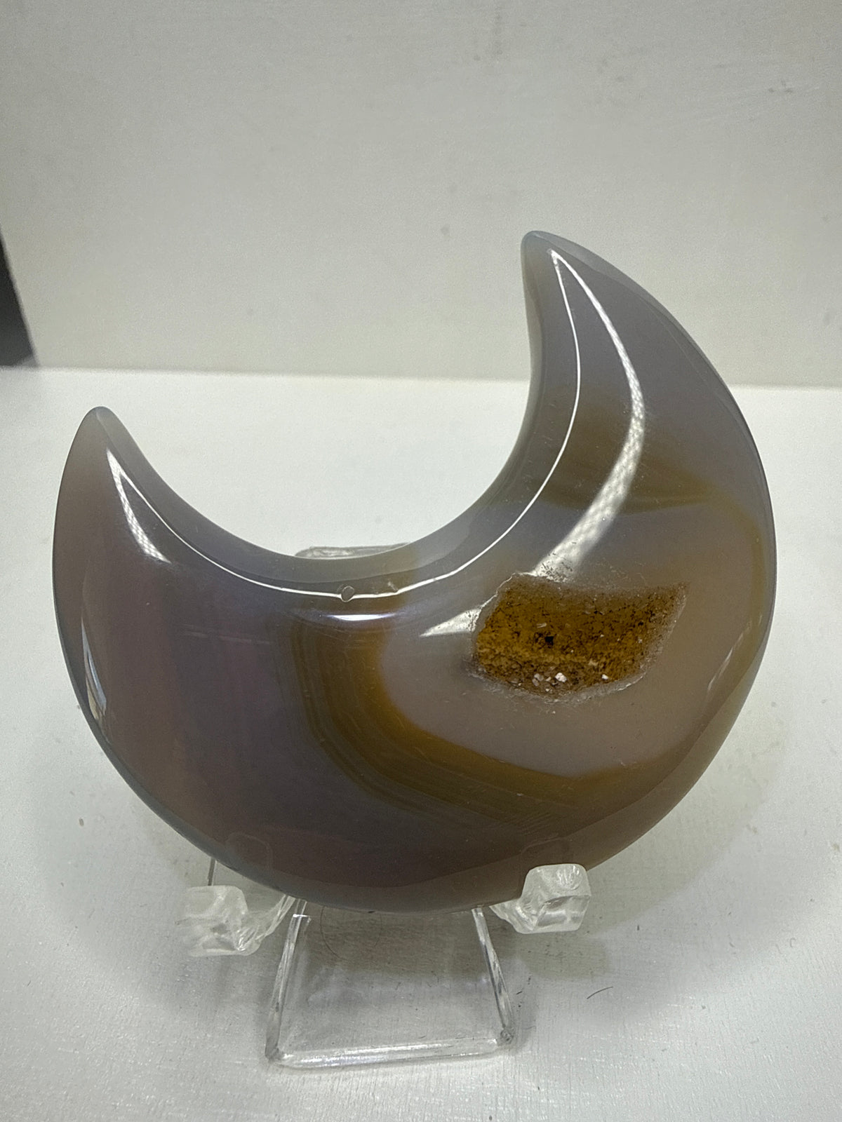 Druzy Agate Moon Carving