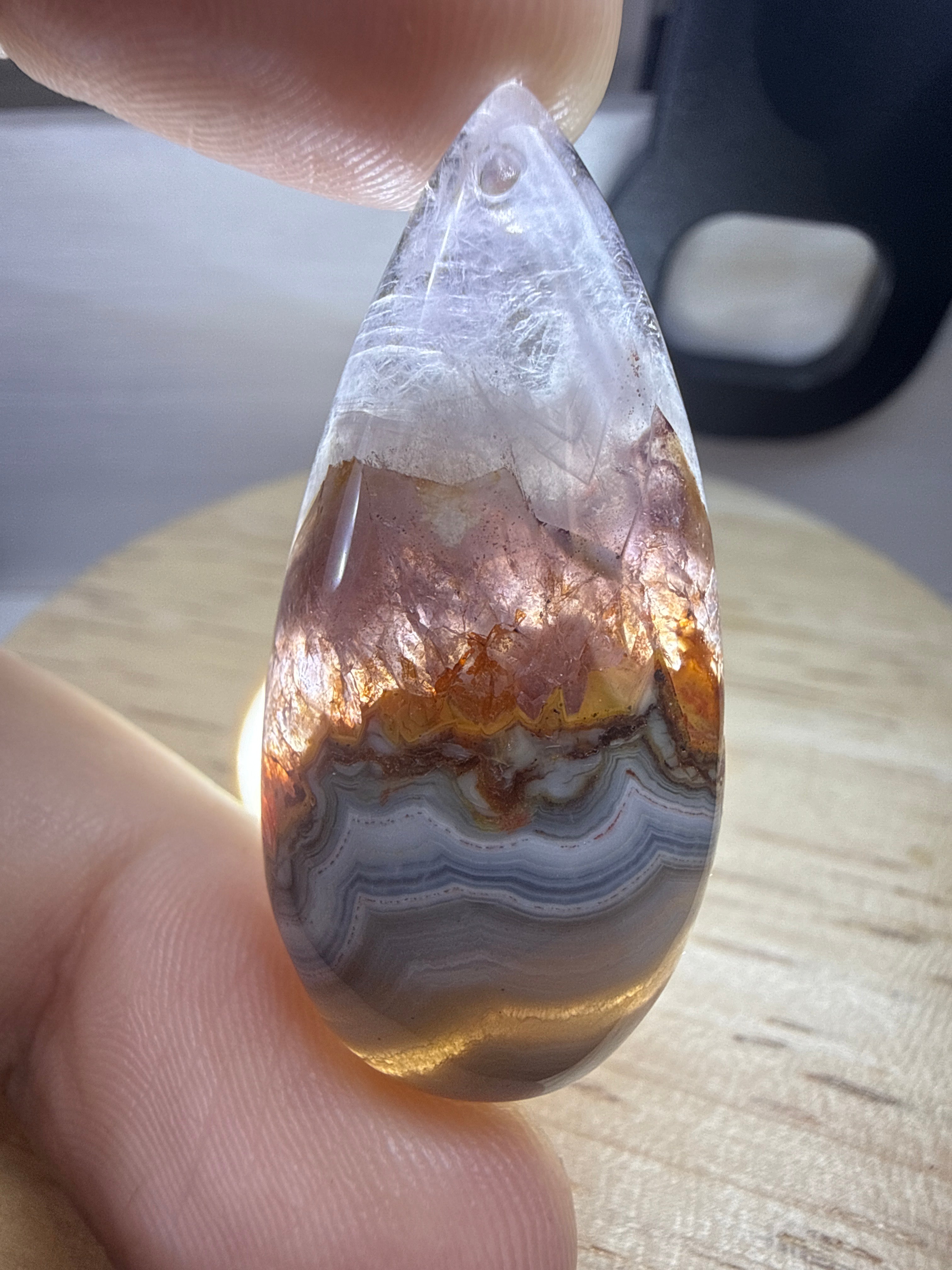 Amethyst with Mexican Lace Agate Pendant