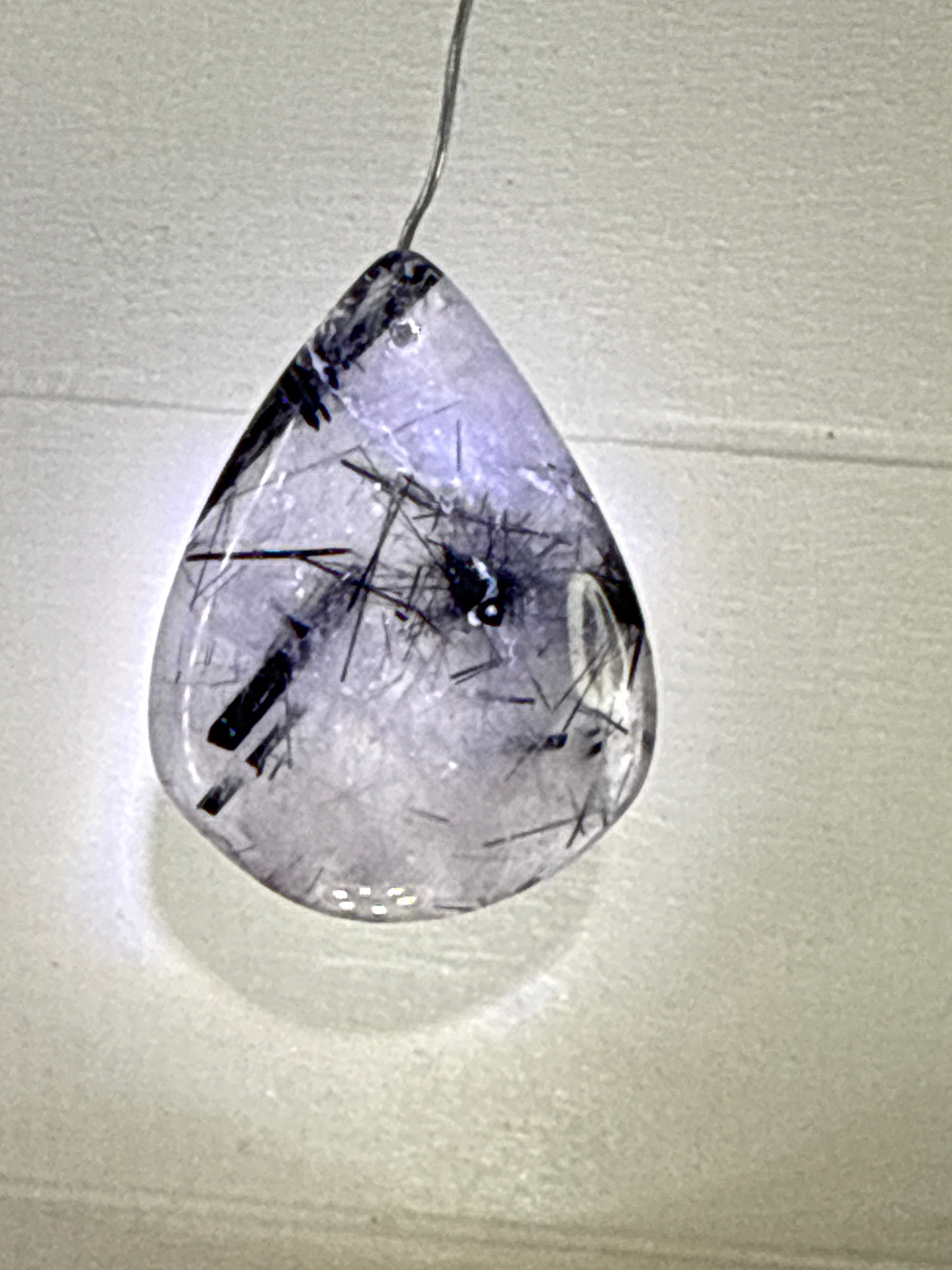 Black Tourmaline in Quartz Pendant