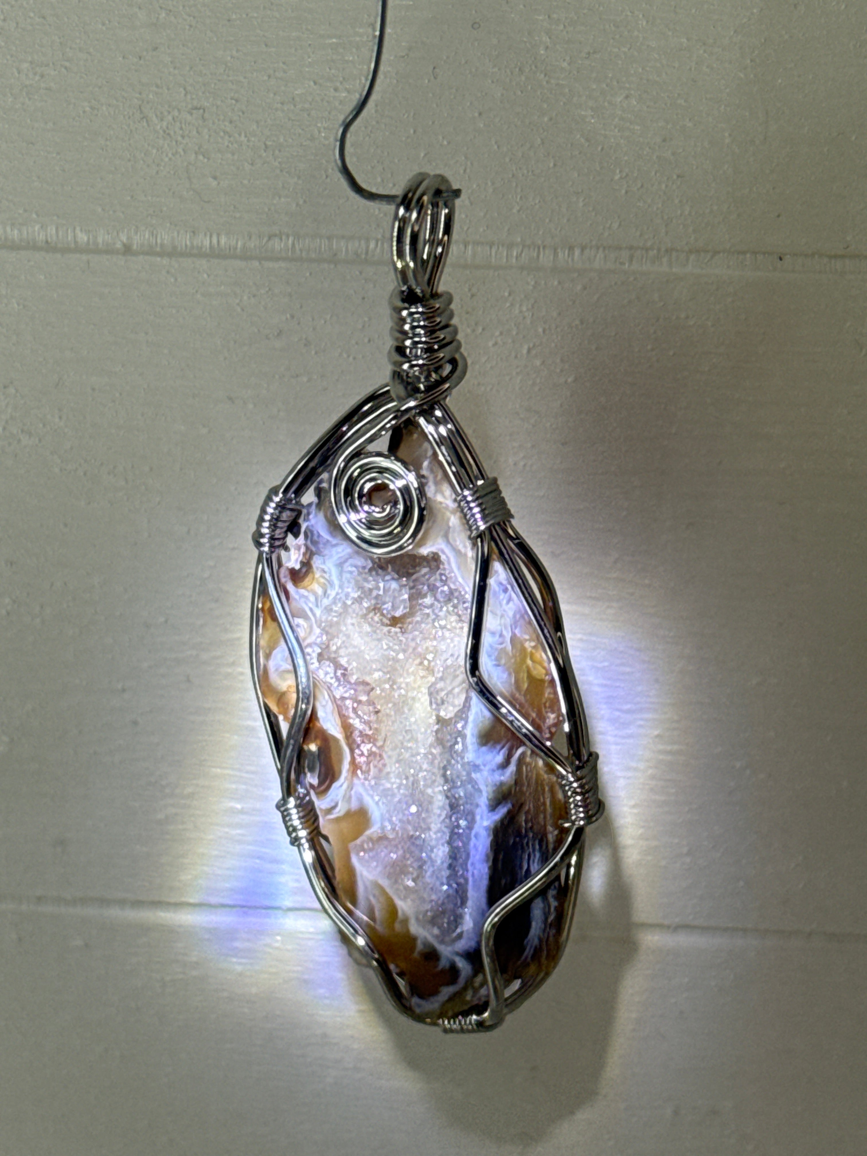 Quartz Geode Wire Wrapped Pendant