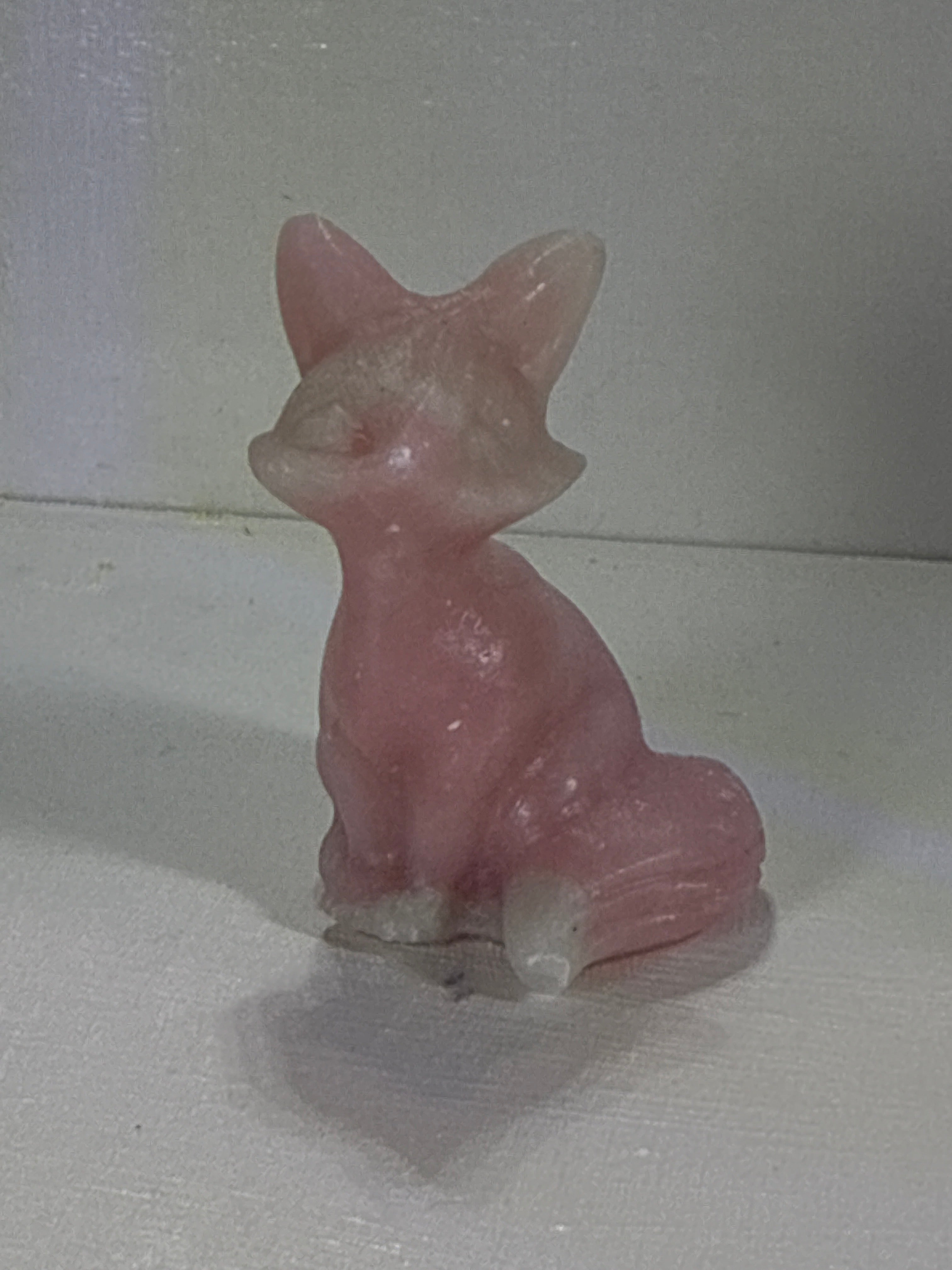 Pink Opal Fox Carving