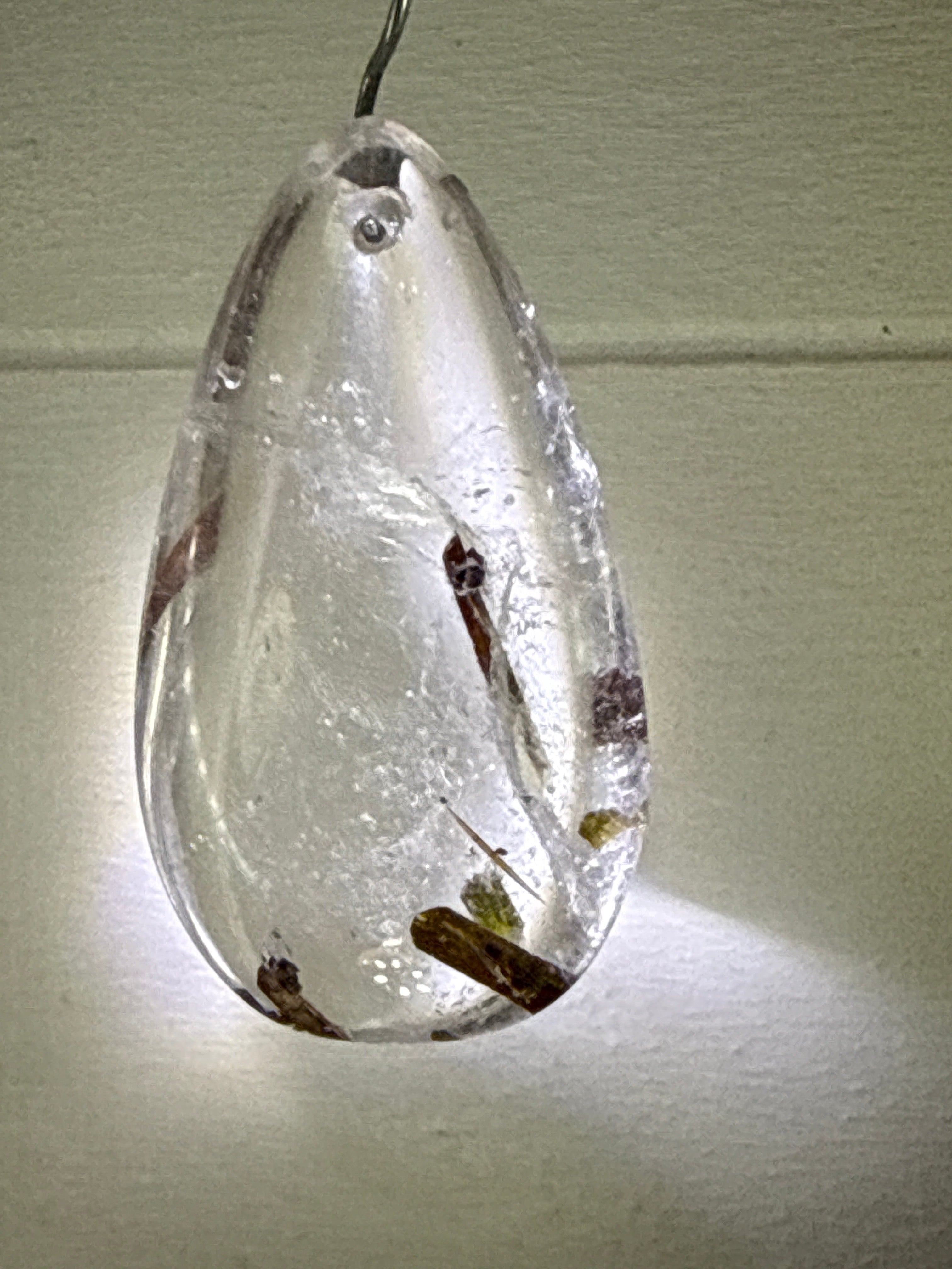 Green Tourmaline in Quartz Pendant