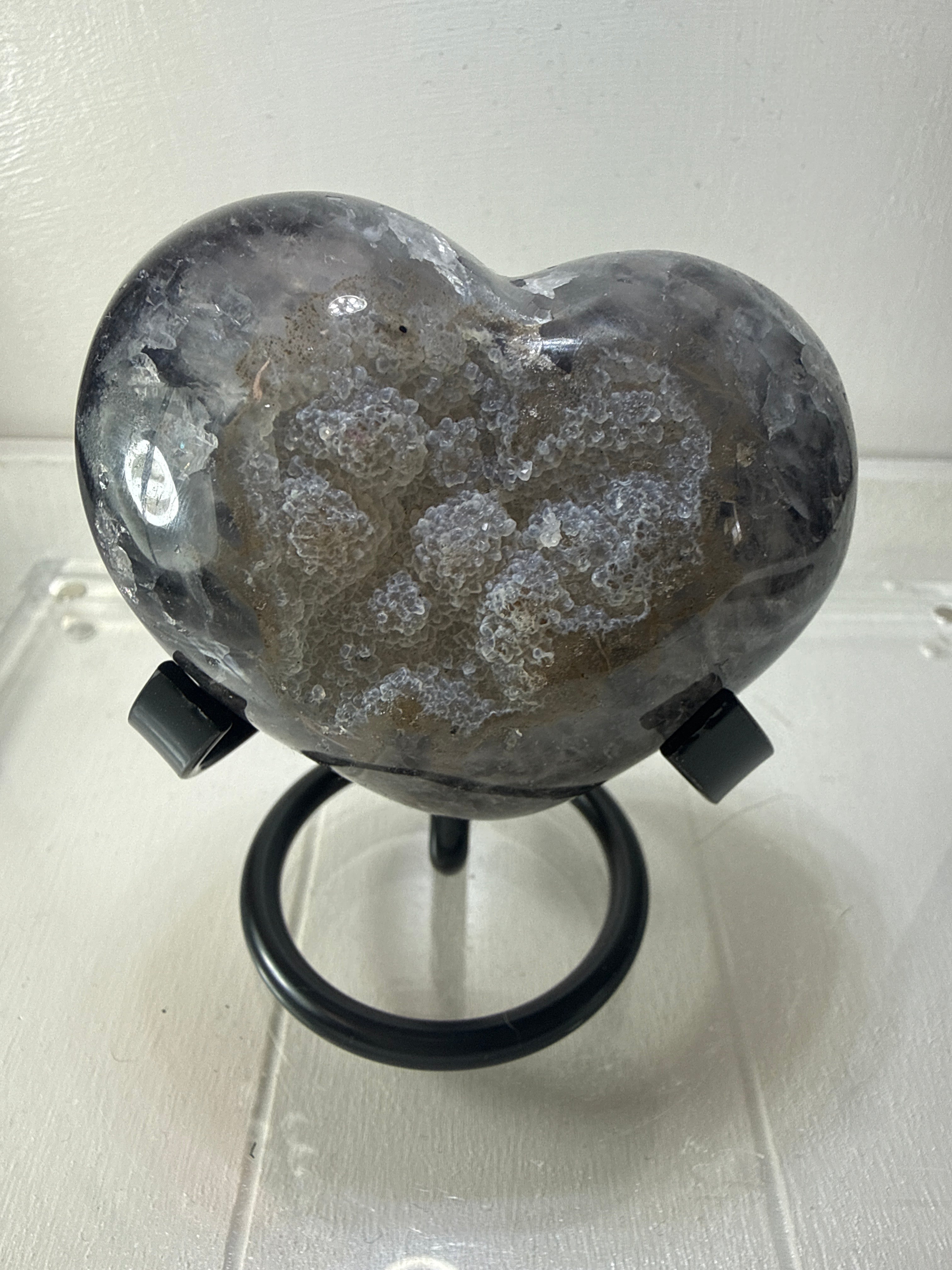 Black Agate Druzy Heart